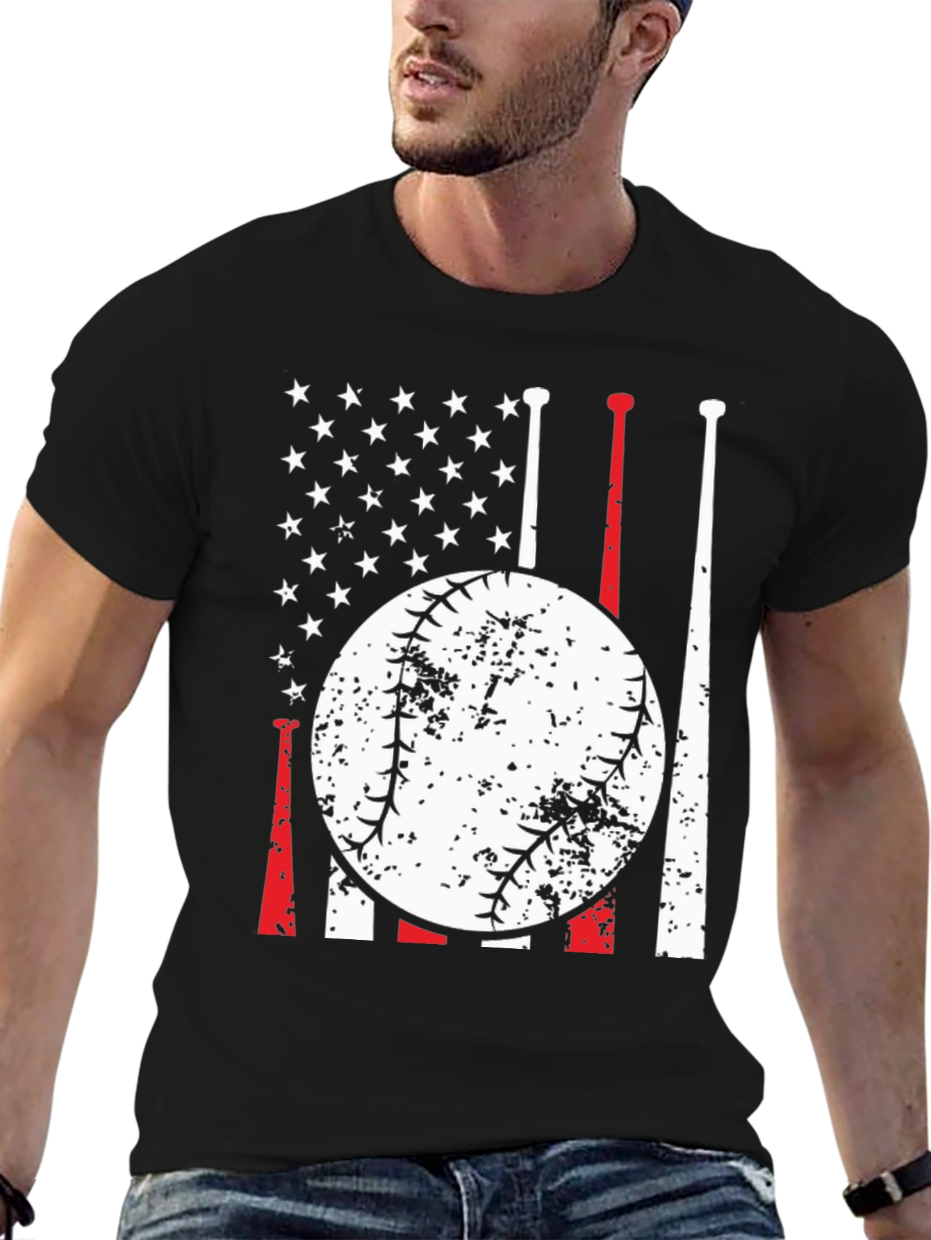 Baseball USA Flag Graphic Tee