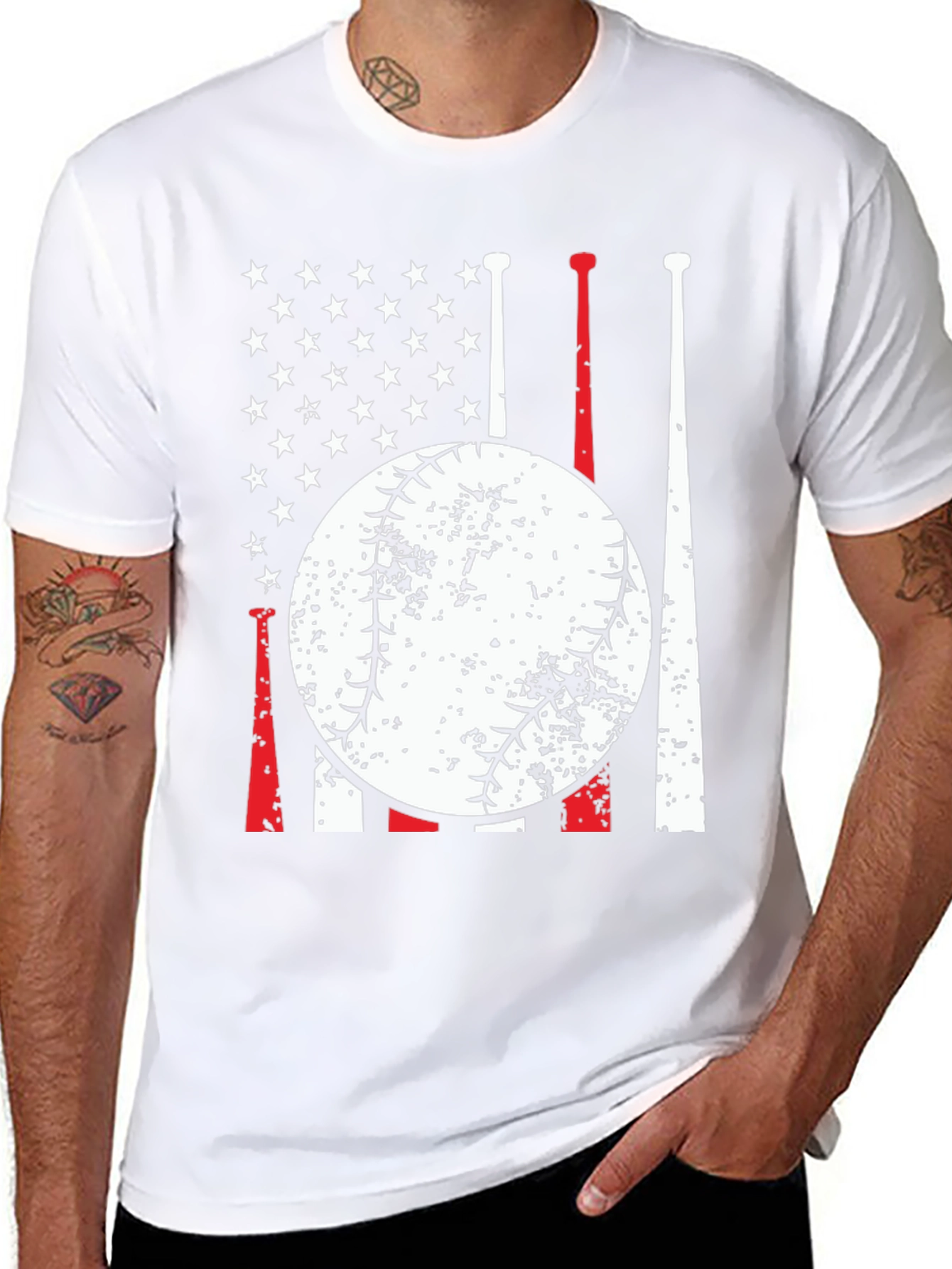 Baseball USA Flag Graphic Tee