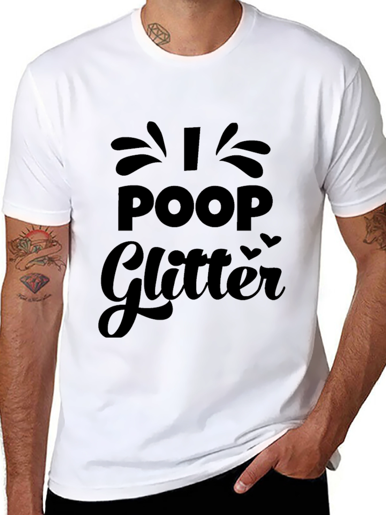 I Poop Glitter Black Graphic Tee Shirt