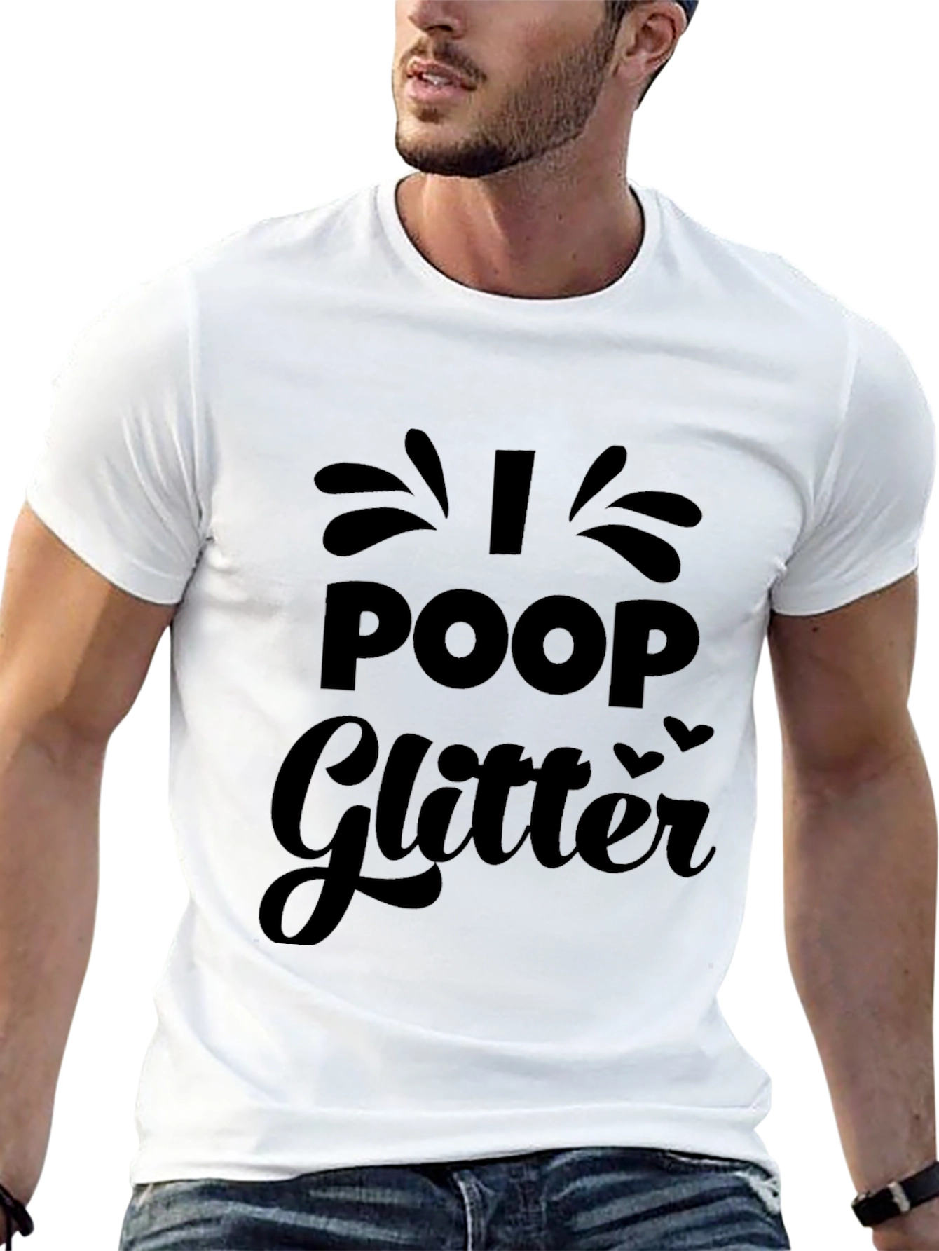 I Poop Glitter Black Graphic Tee Shirt