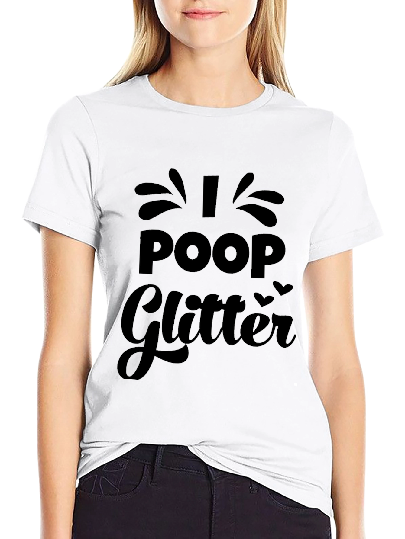 I Poop Glitter Black Graphic Tee Shirt