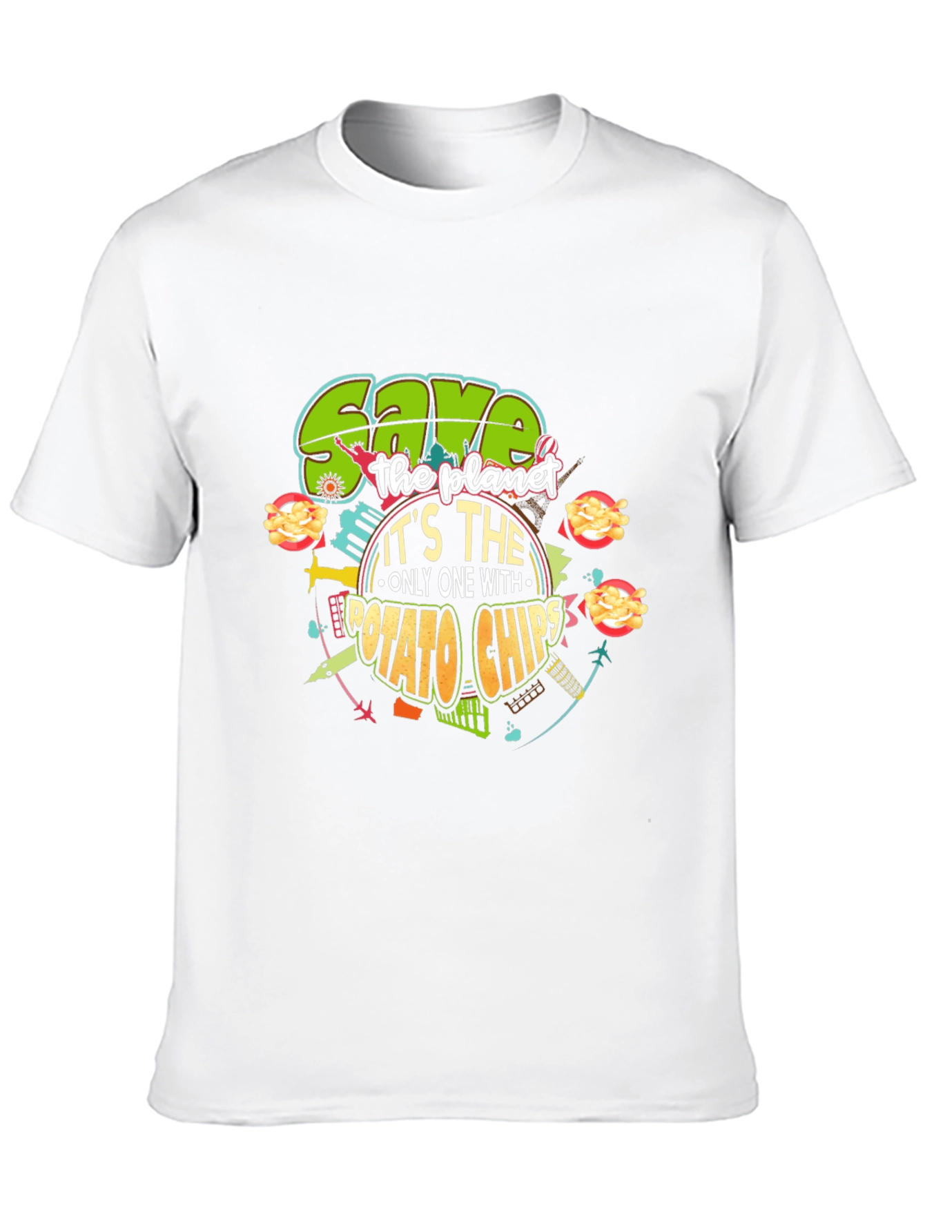 Save the Planet Potato Chips Graphic T-Shirt