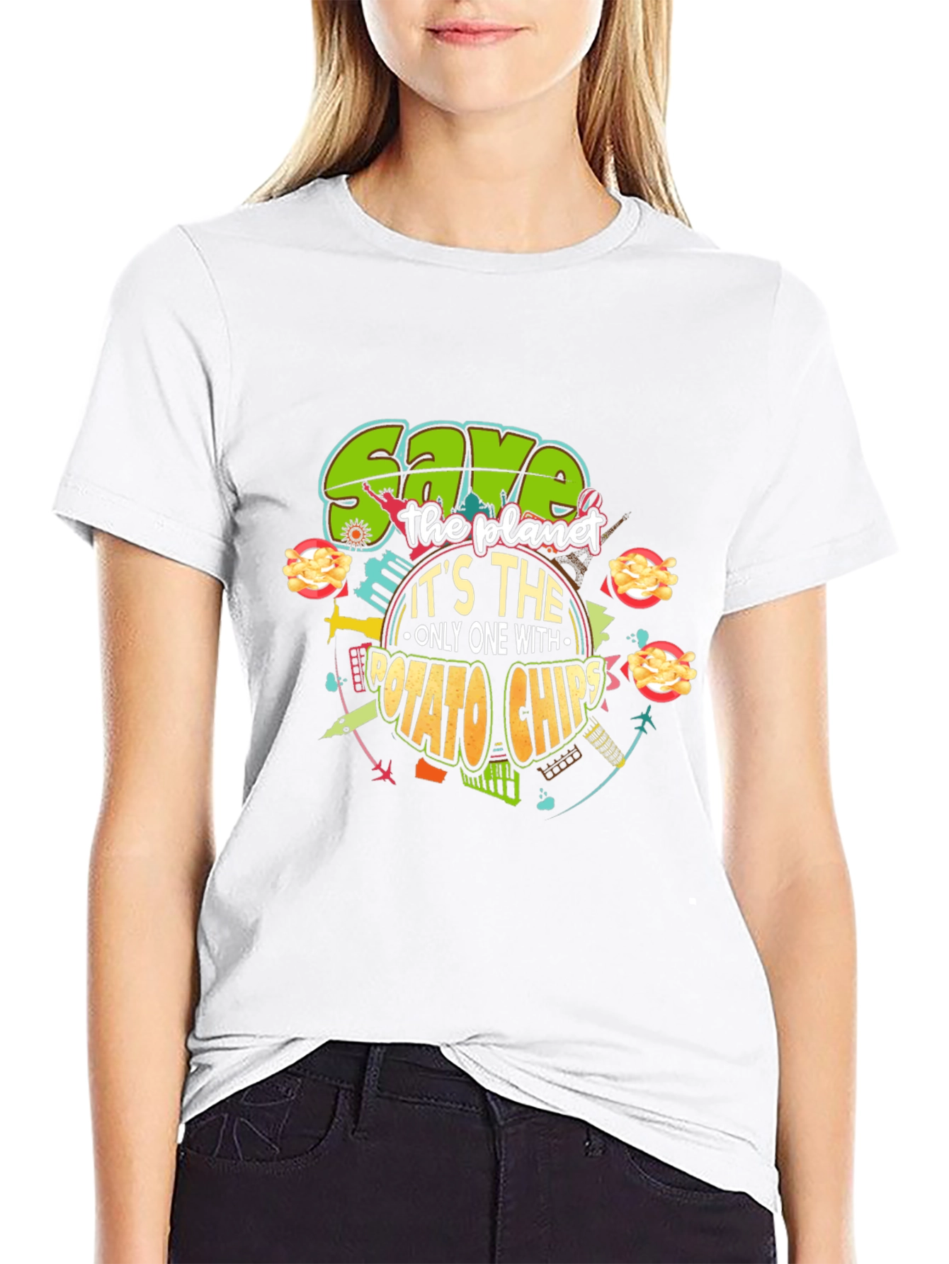 Save the Planet Potato Chips Graphic T-Shirt