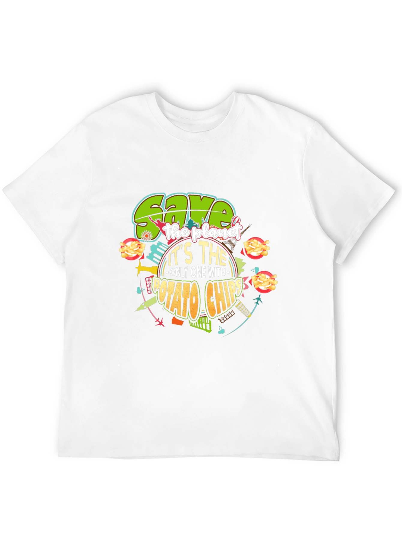Save the Planet Potato Chips Graphic T-Shirt