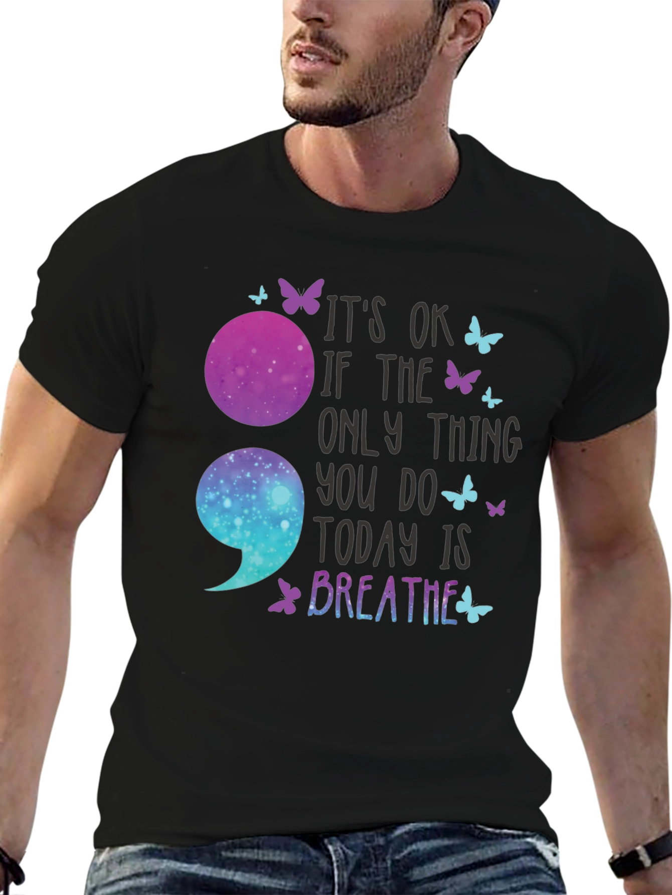 Its OK To Breathe Semicolon T-Shirt