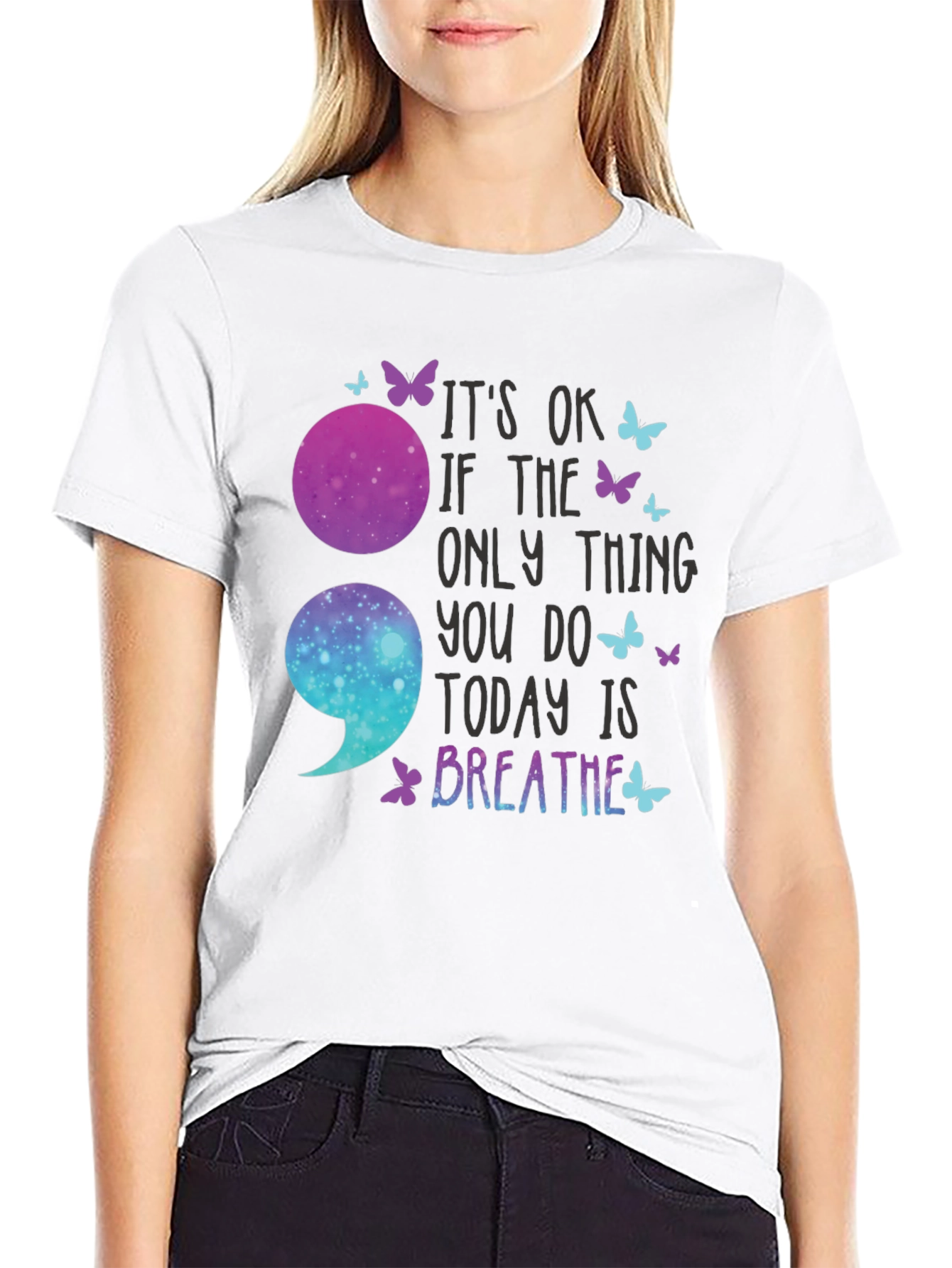 Its OK To Breathe Semicolon T-Shirt