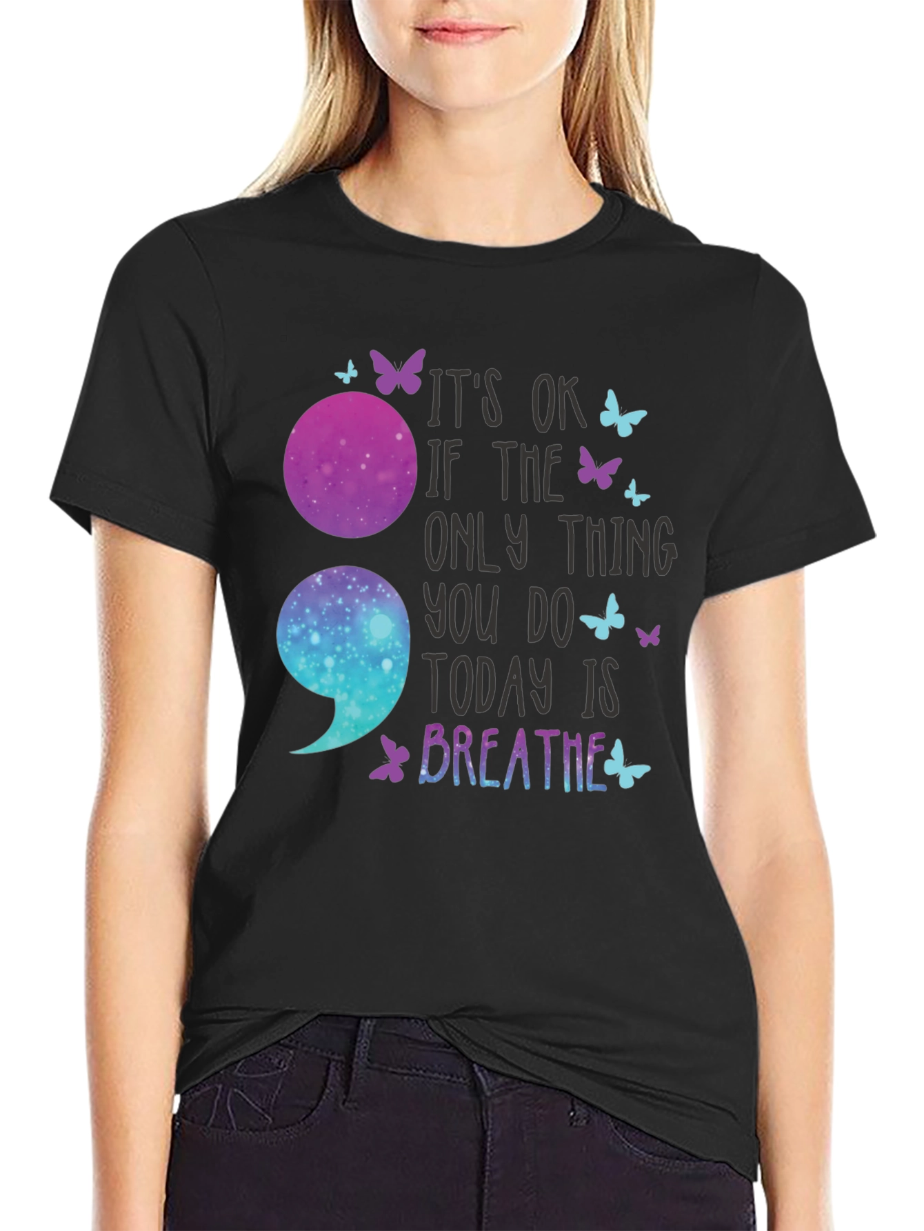Its OK To Breathe Semicolon T-Shirt