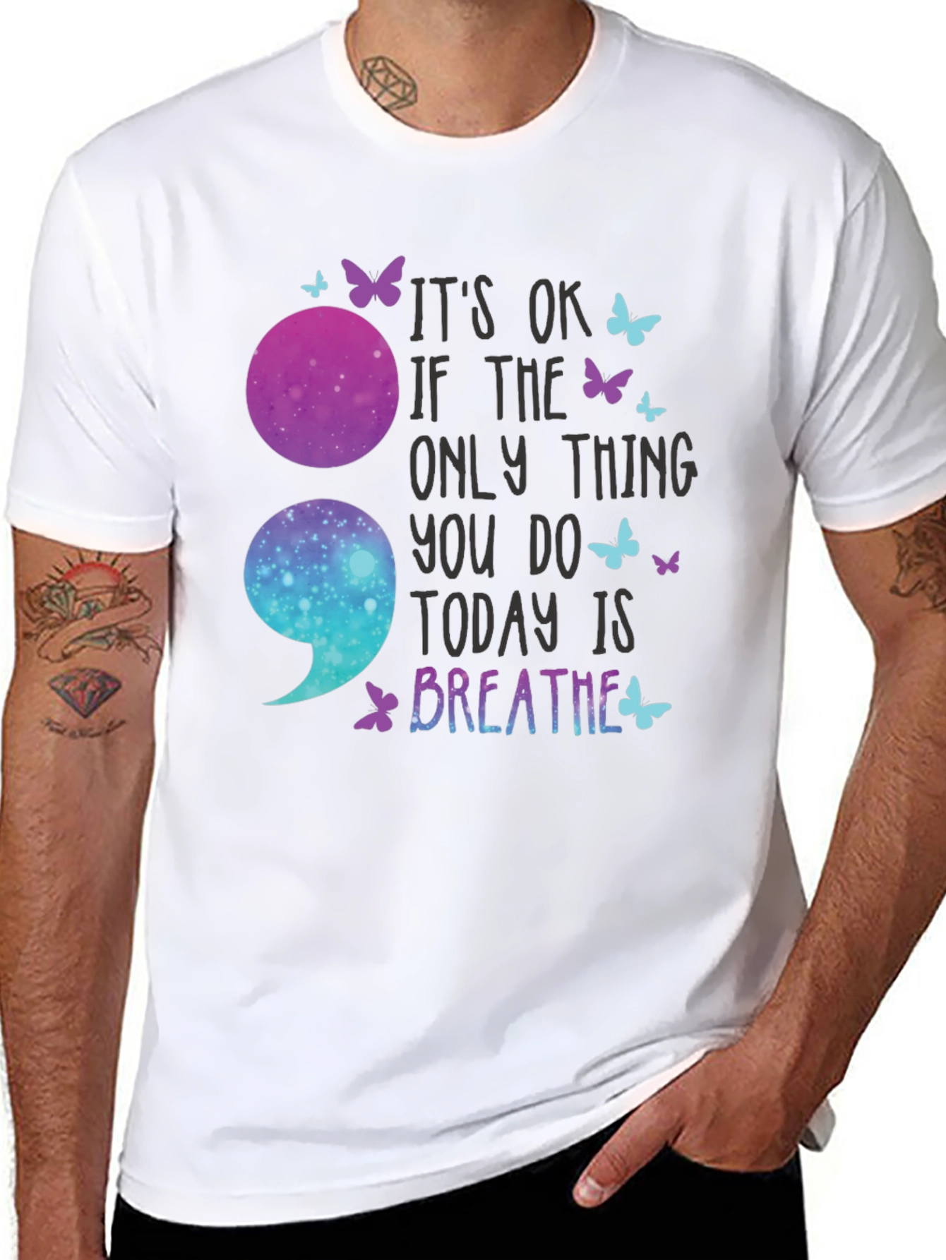 Its OK To Breathe Semicolon T-Shirt