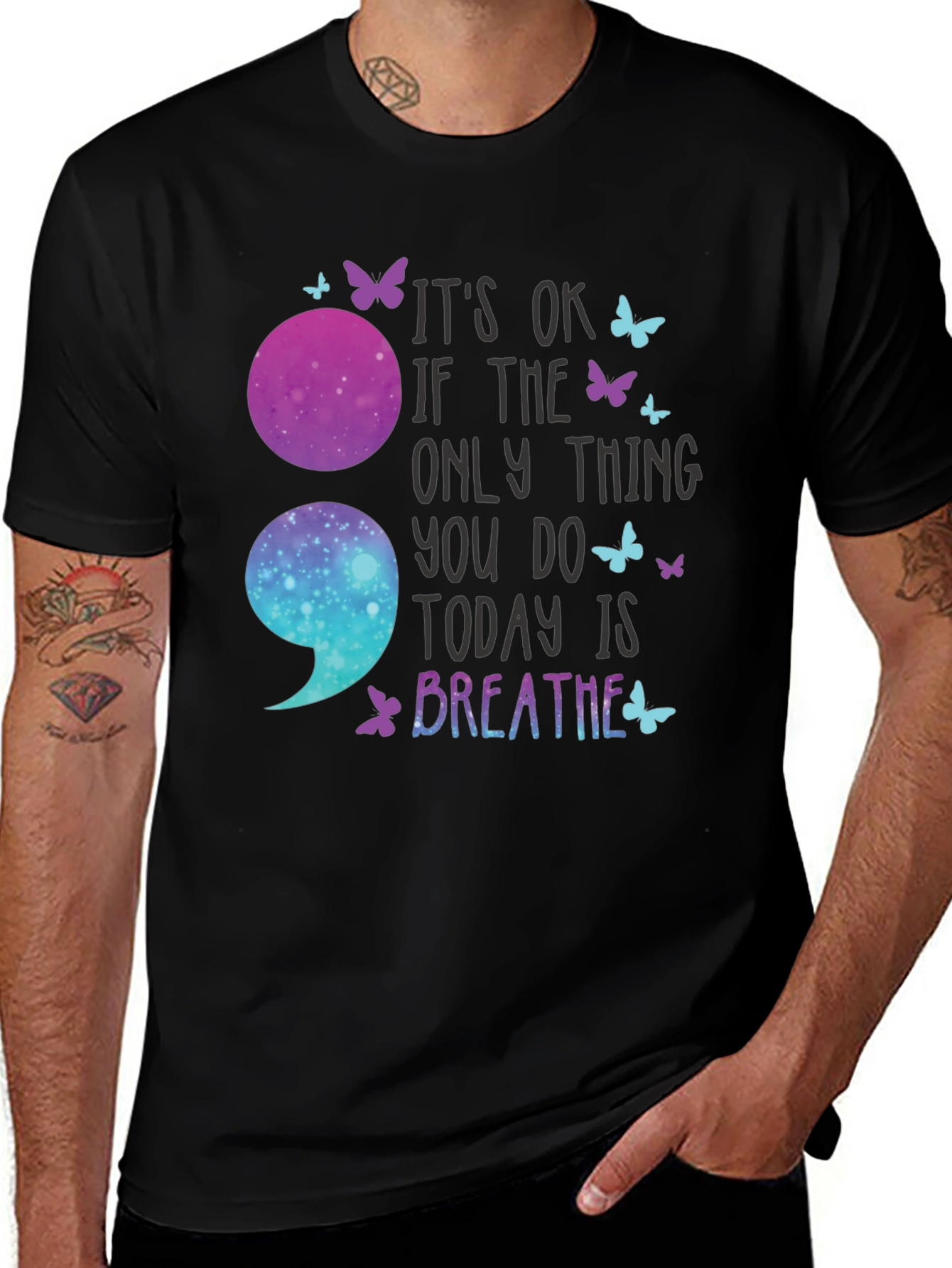 Its OK To Breathe Semicolon T-Shirt