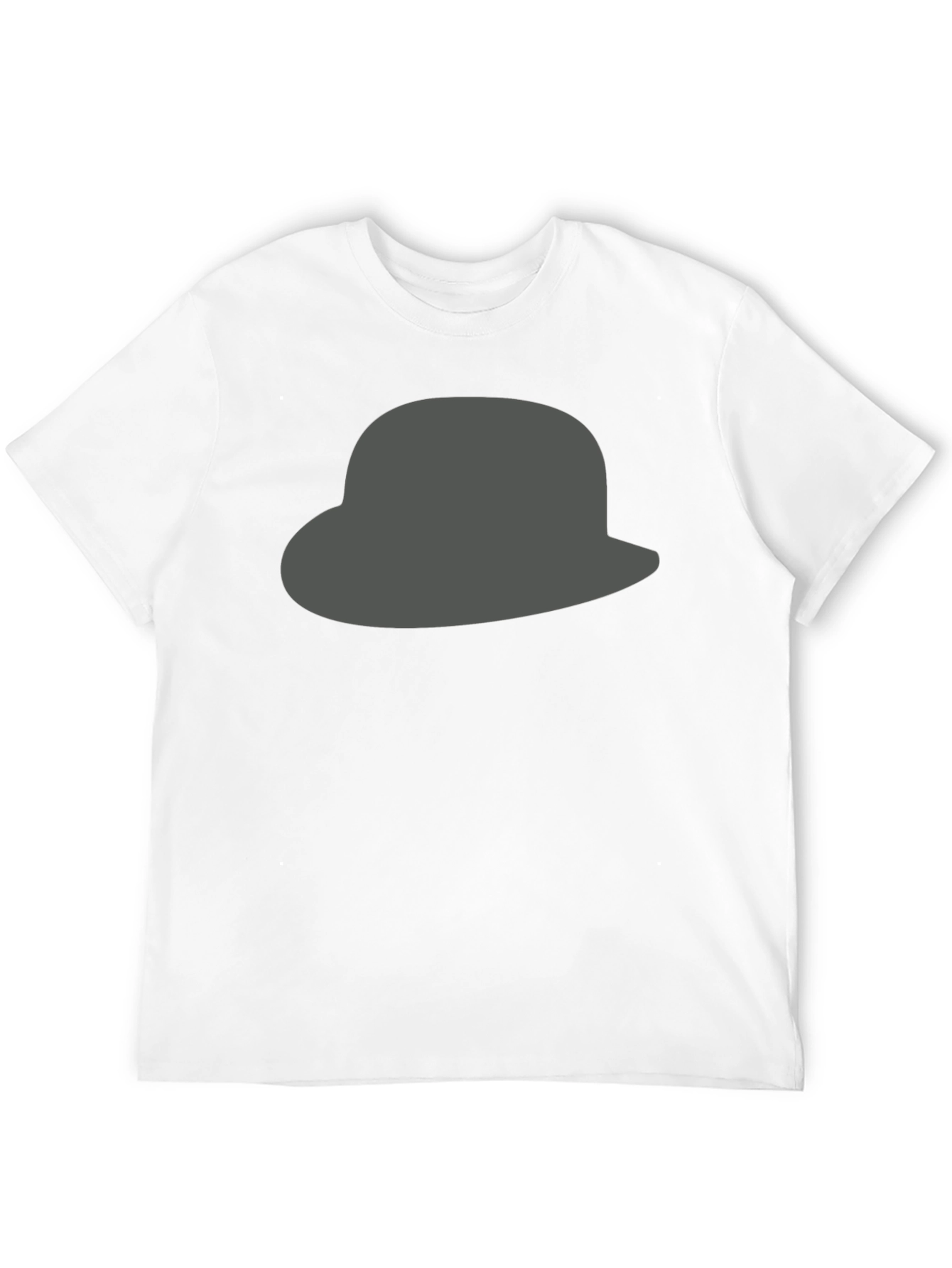 Gray Hat Graphic Print Black T-Shirt for Men
