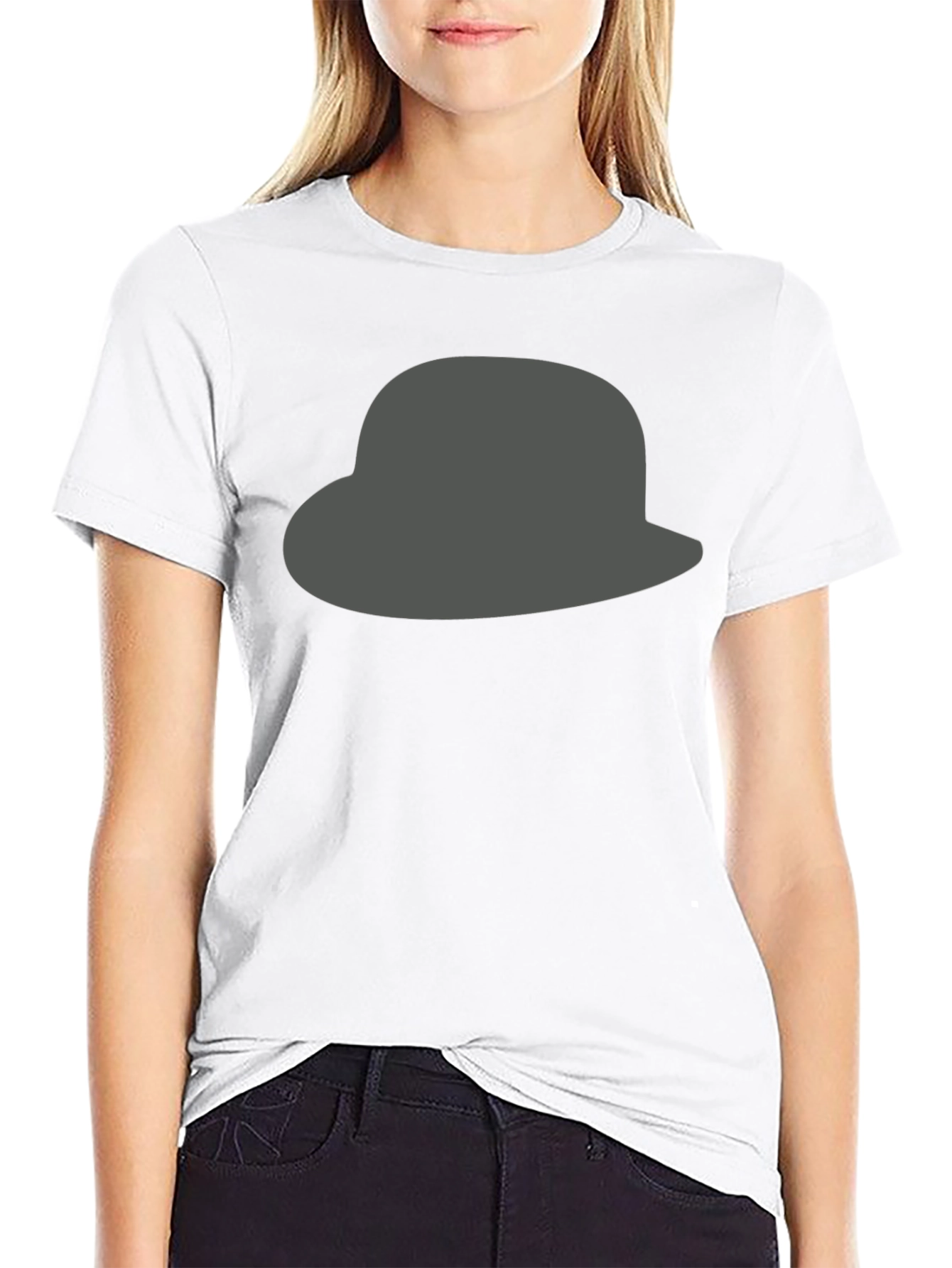 Gray Hat Graphic Print Black T-Shirt for Men