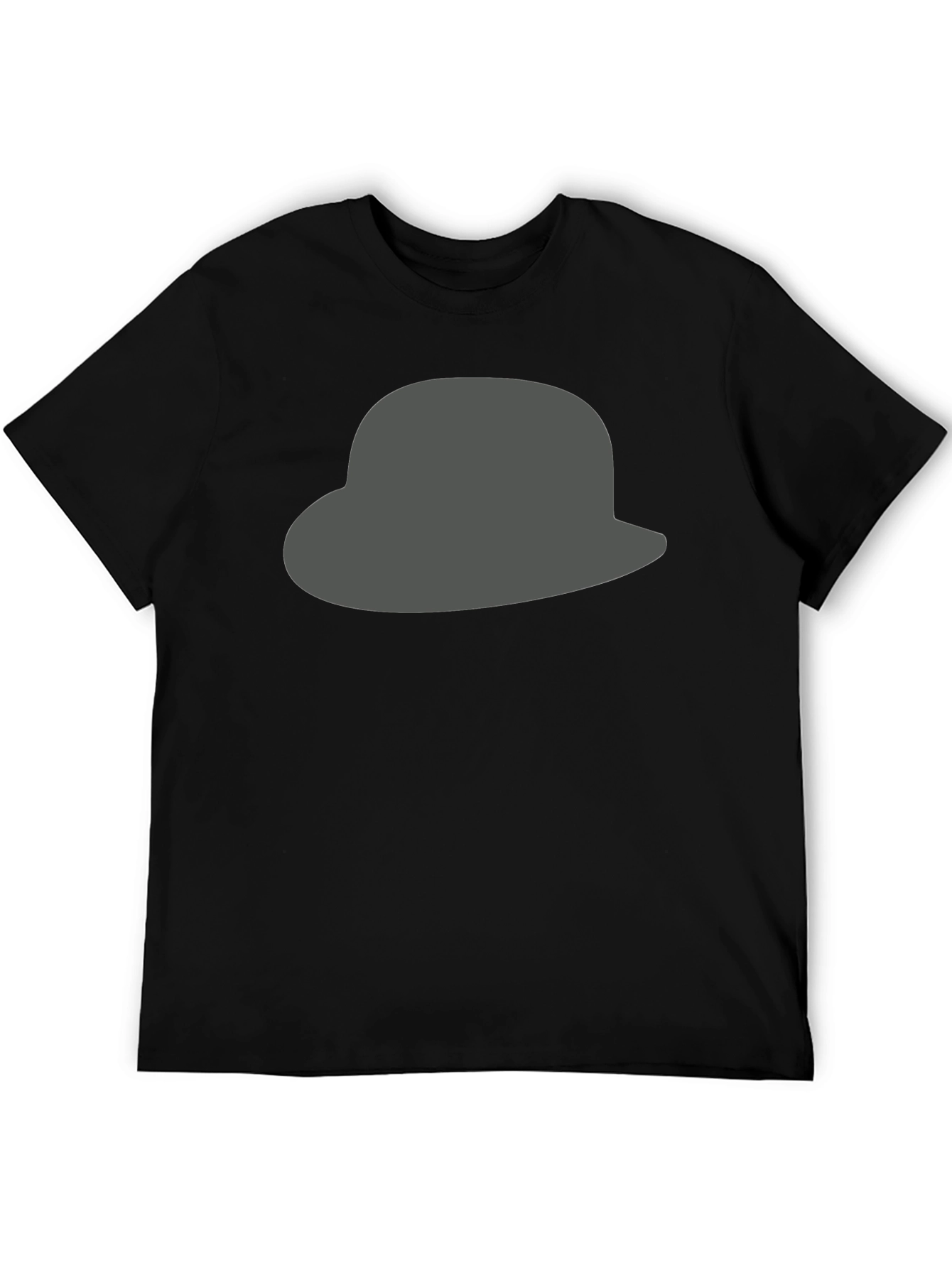 Gray Hat Graphic Print Black T-Shirt for Men