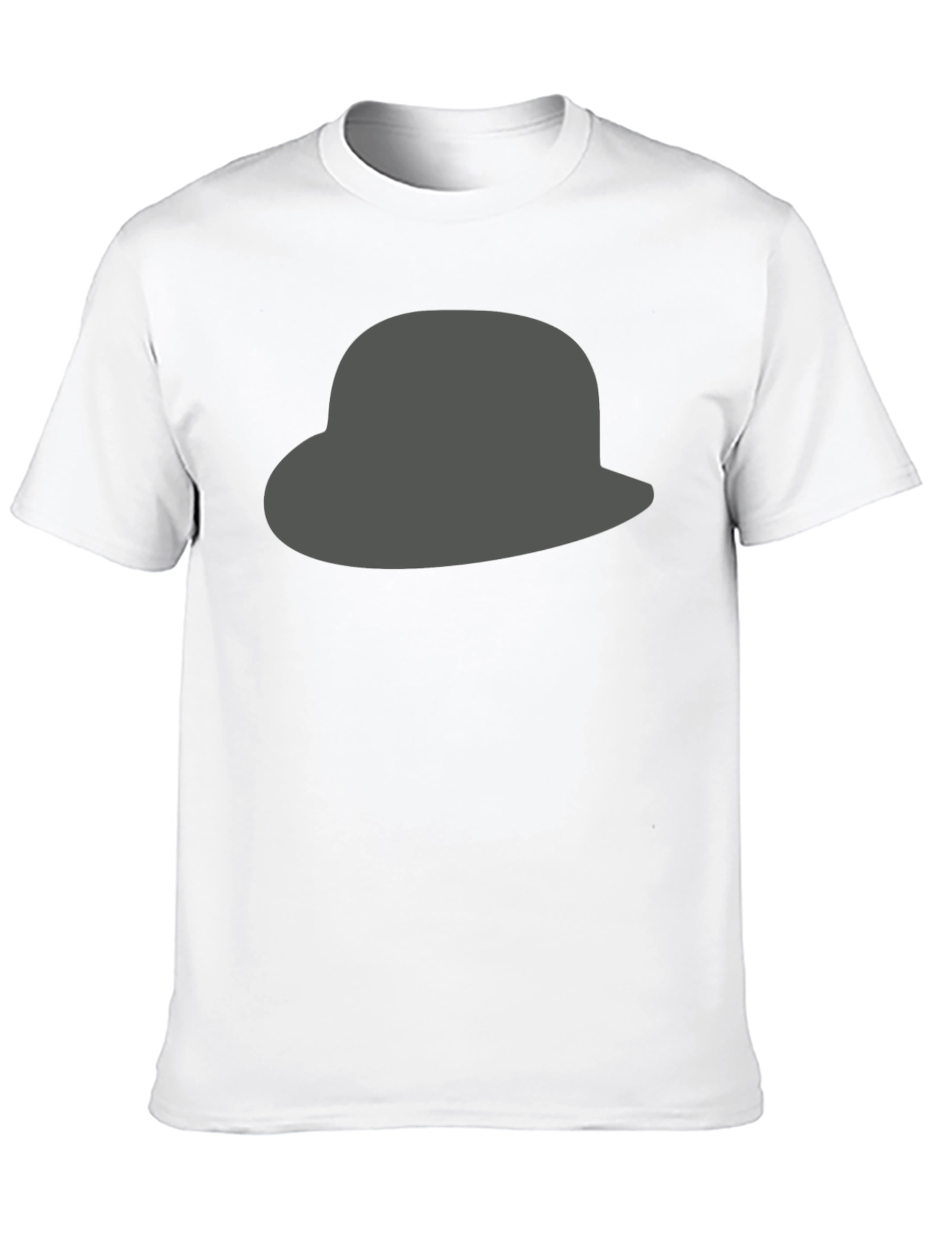 Gray Hat Graphic Print Black T-Shirt for Men