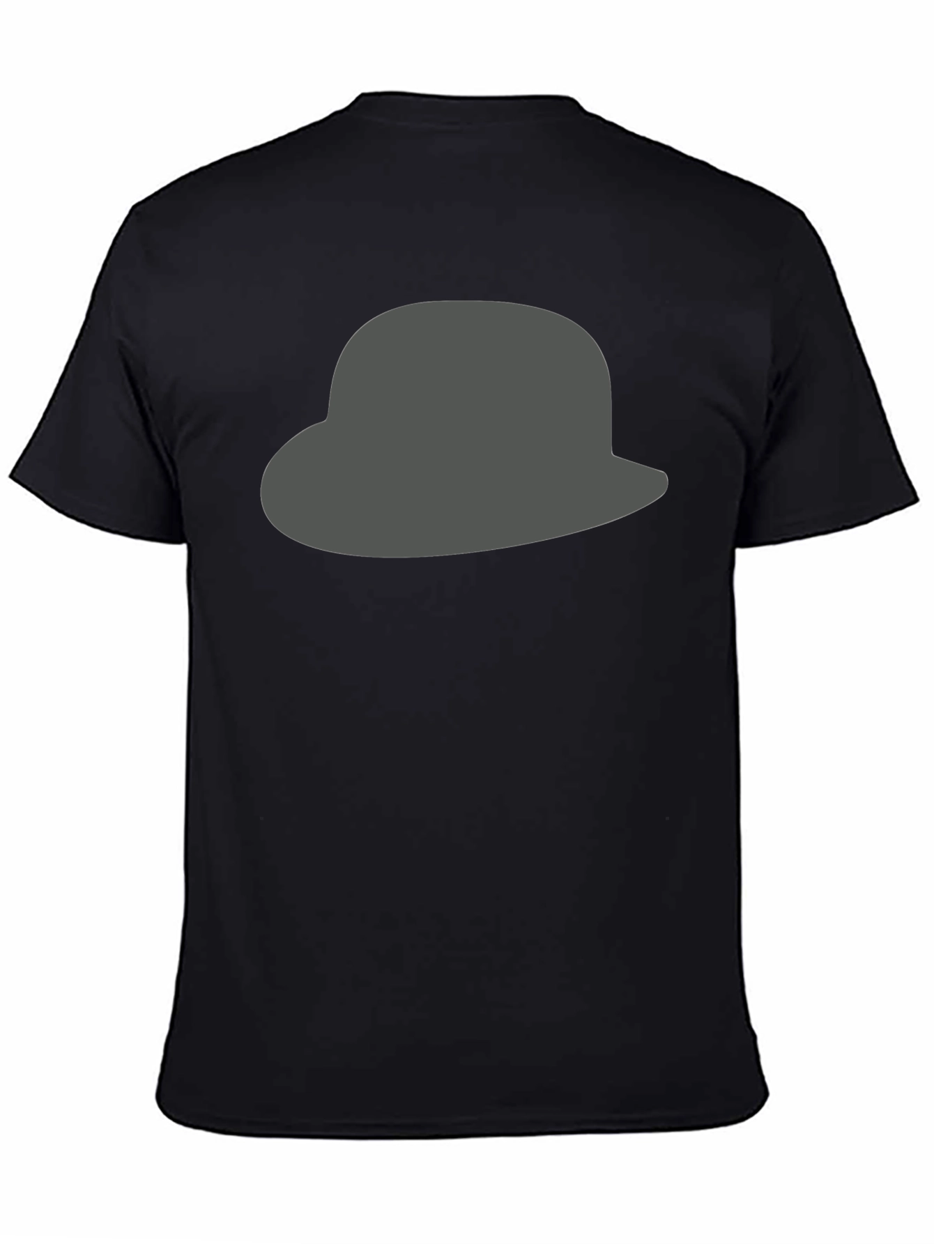 Gray Hat Graphic Print Black T-Shirt for Men