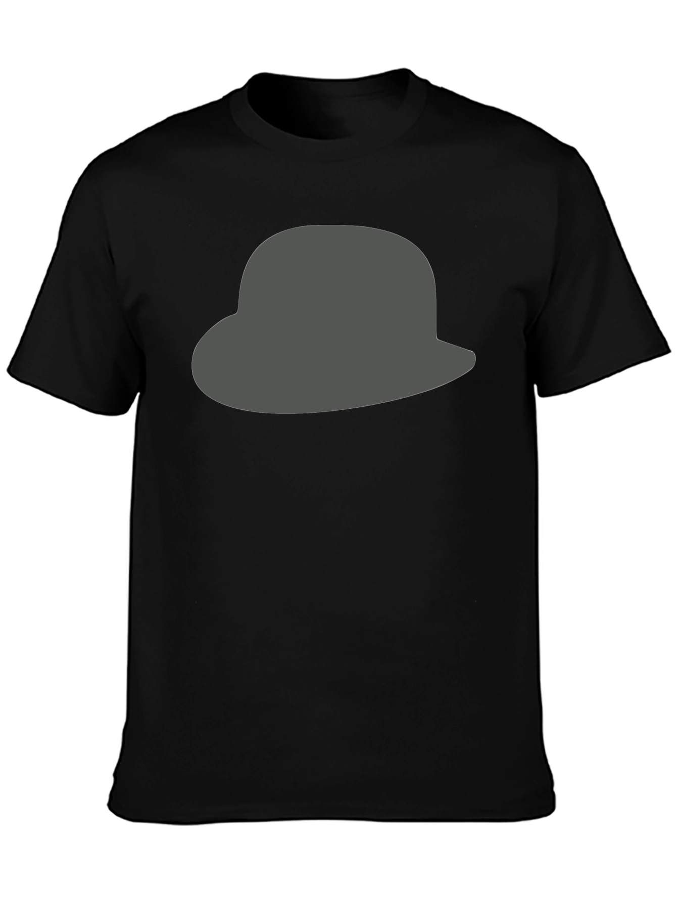 Gray Hat Graphic Print Black T-Shirt for Men