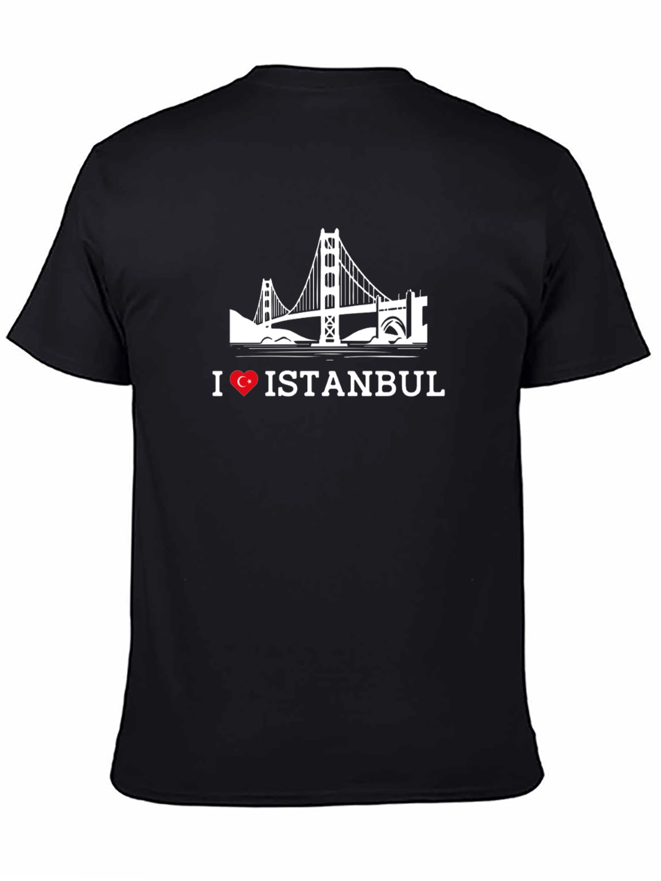 I Love Istanbul Black T-Shirt with Bridge Graphic