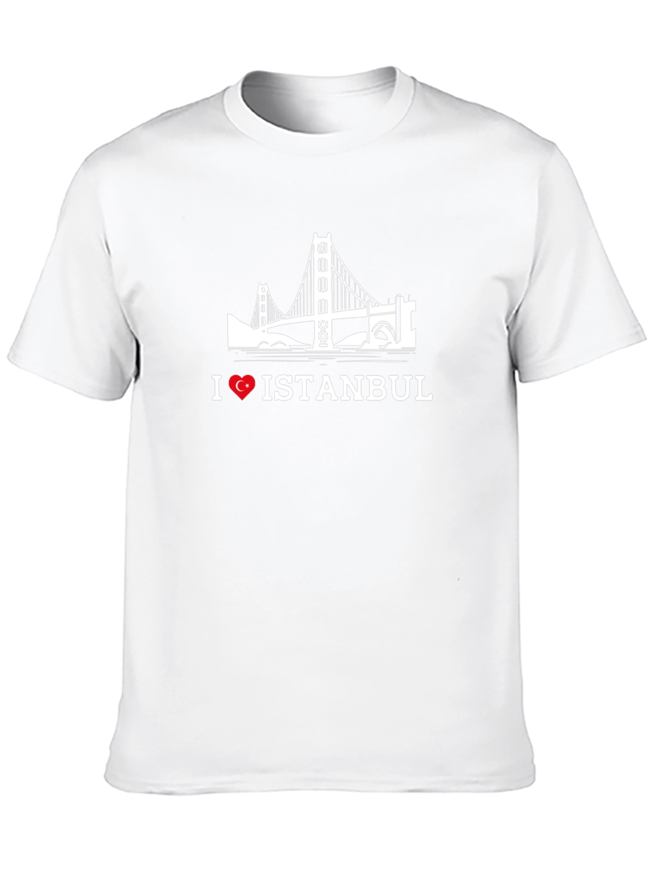 I Love Istanbul Black T-Shirt with Bridge Graphic