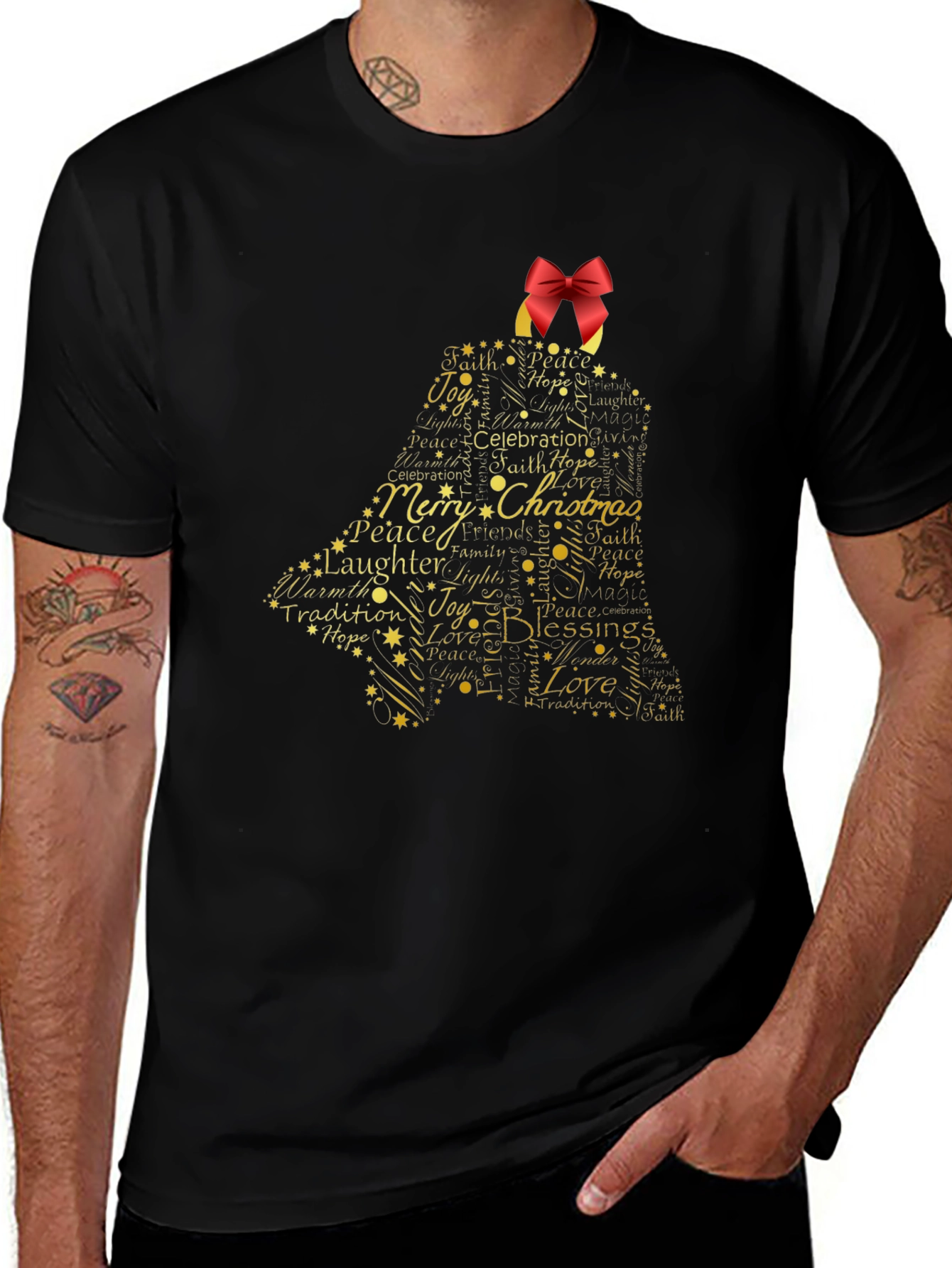 Festive Christmas Bell Graphic T-Shirt