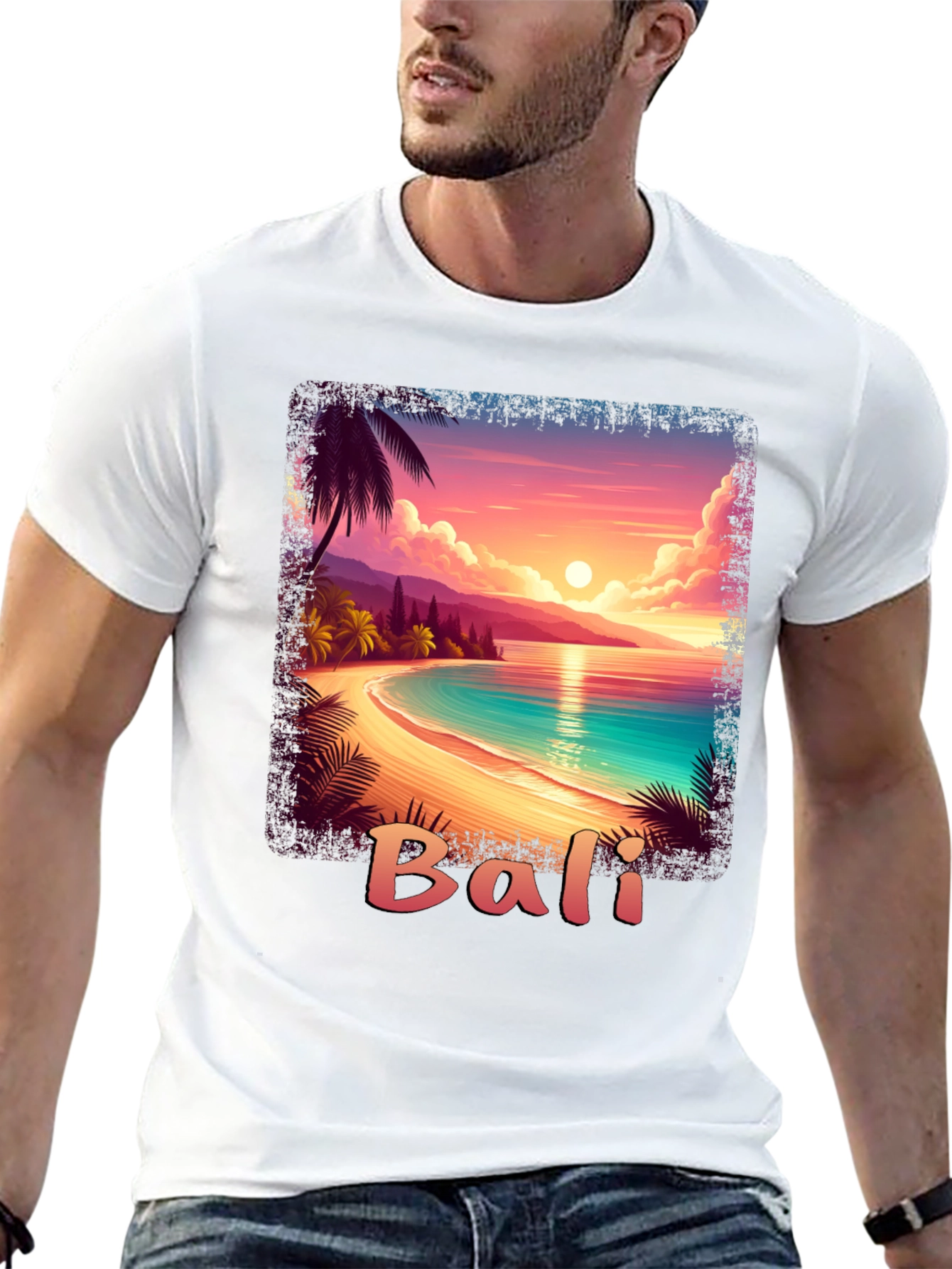 Bali Sunset Graphic Tee - Tropical Beach Vibe