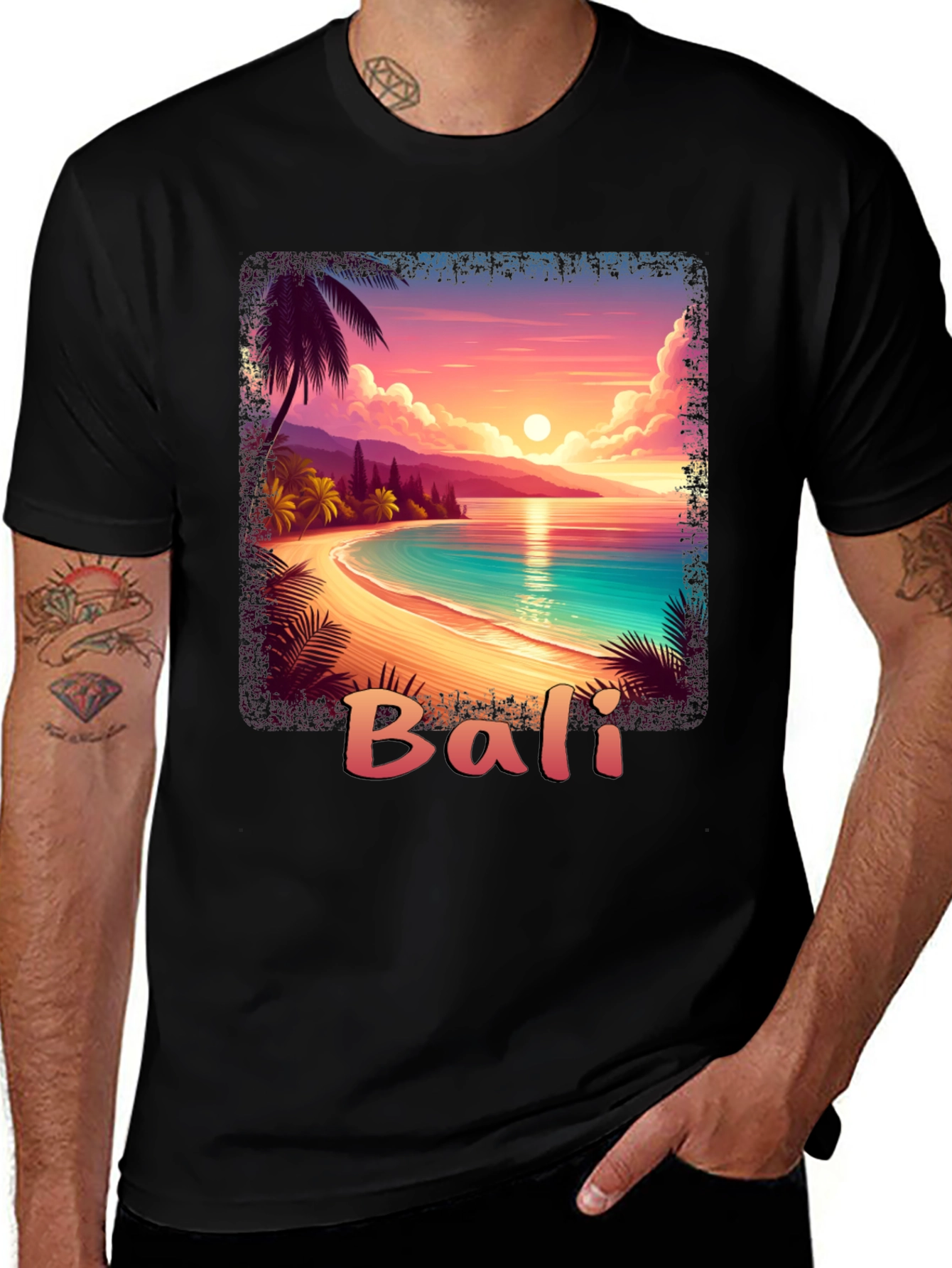 Bali Sunset Graphic Tee - Tropical Beach Vibe