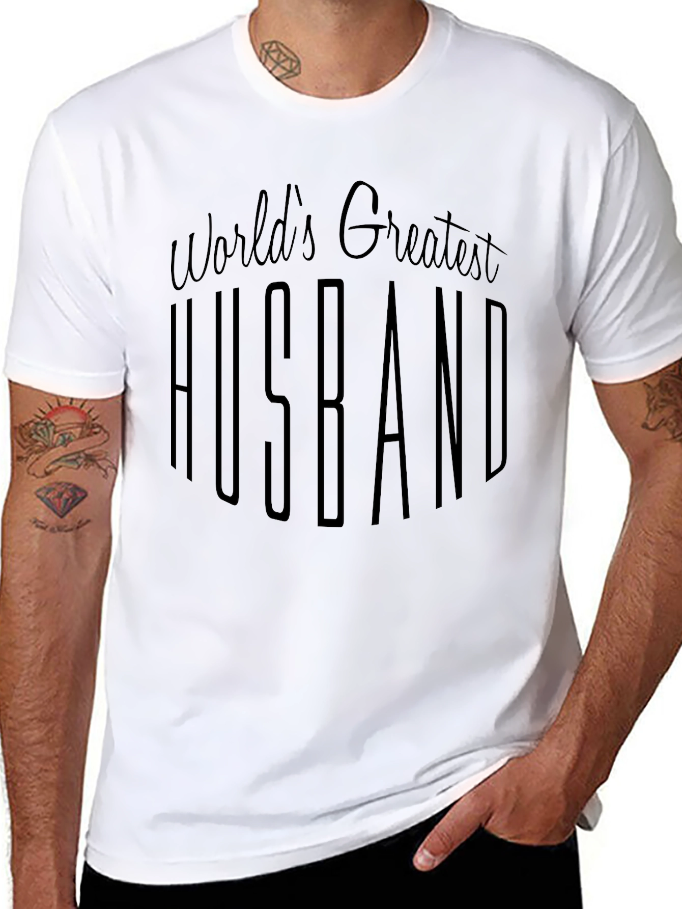 Worlds Greatest Husband Black Graphic T-Shirt