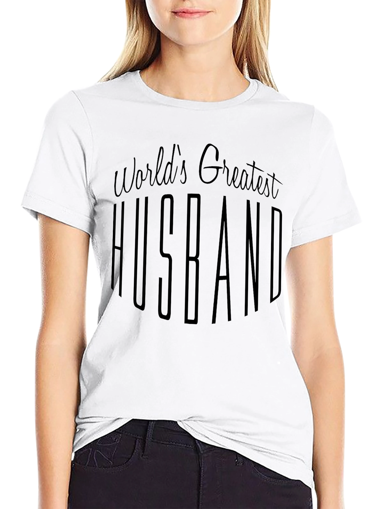 Worlds Greatest Husband Black Graphic T-Shirt