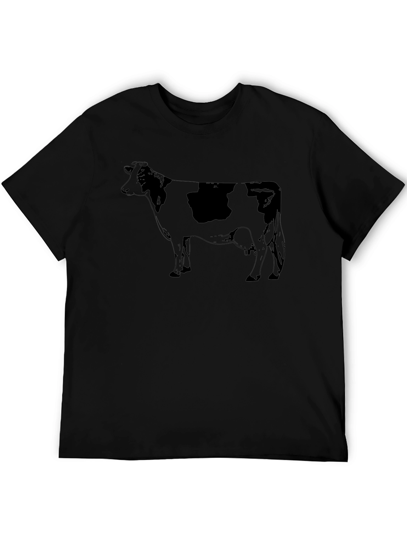 Cow Graphic Tee - Unisex Black Cotton T-Shirt