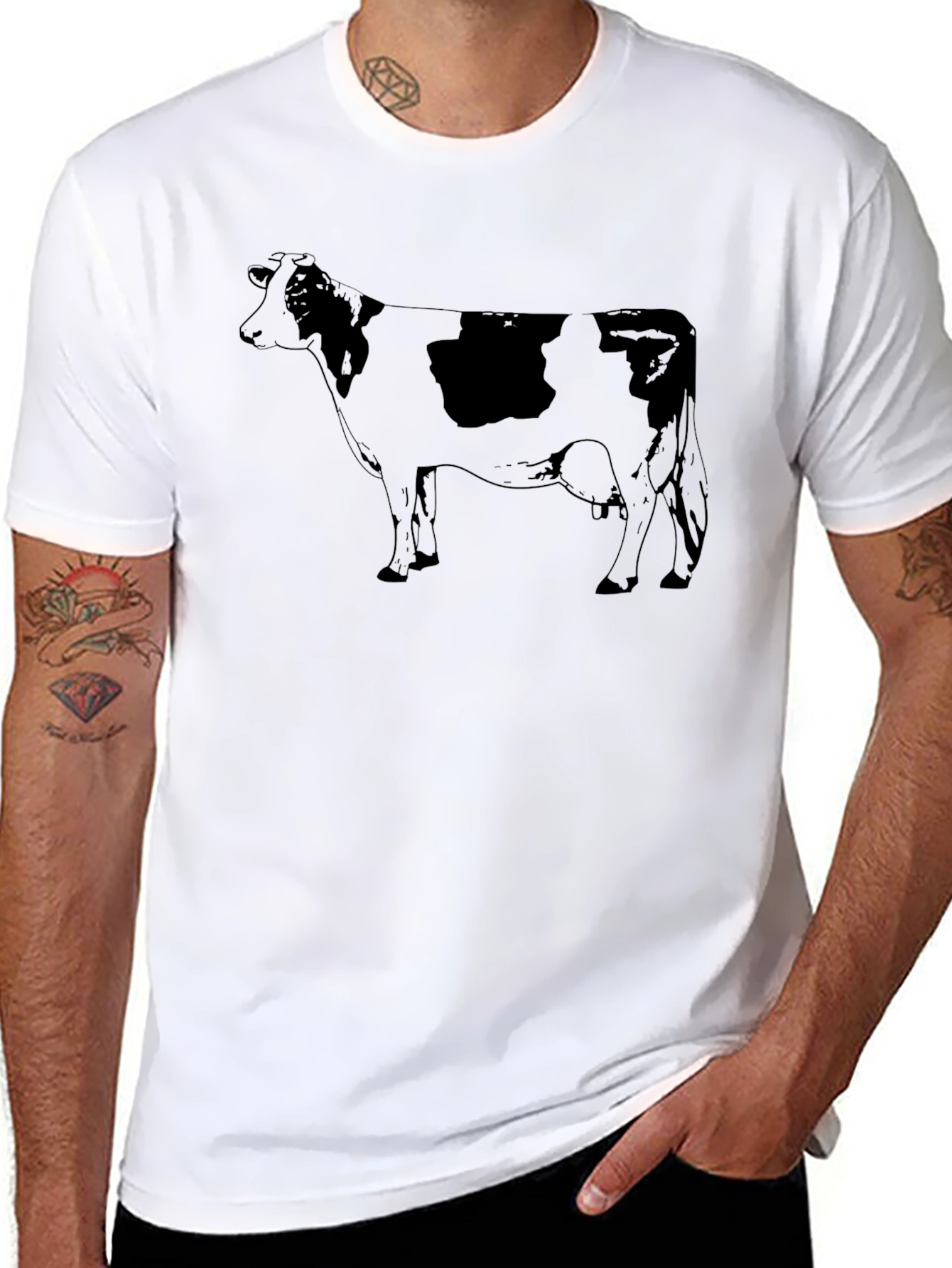 Cow Graphic Tee - Unisex Black Cotton T-Shirt