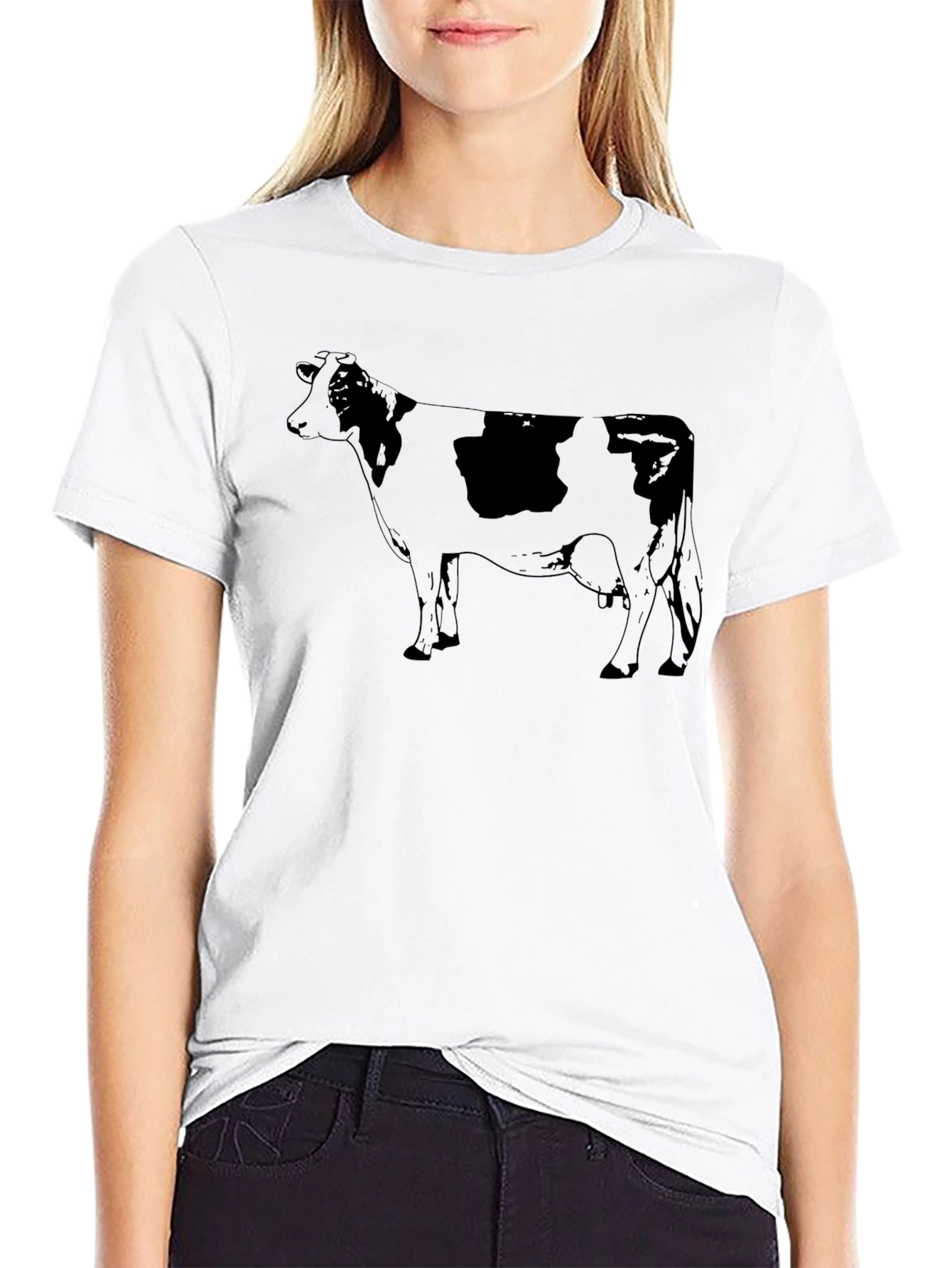 Cow Graphic Tee - Unisex Black Cotton T-Shirt