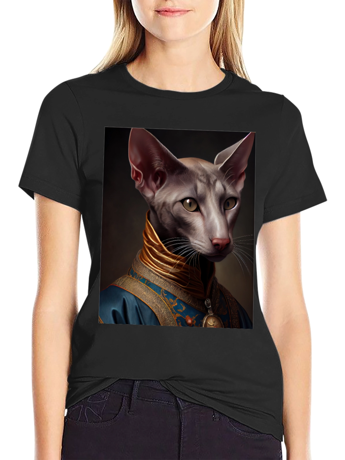 Regal Cat Portrait T-Shirt - Unique Graphic Tee