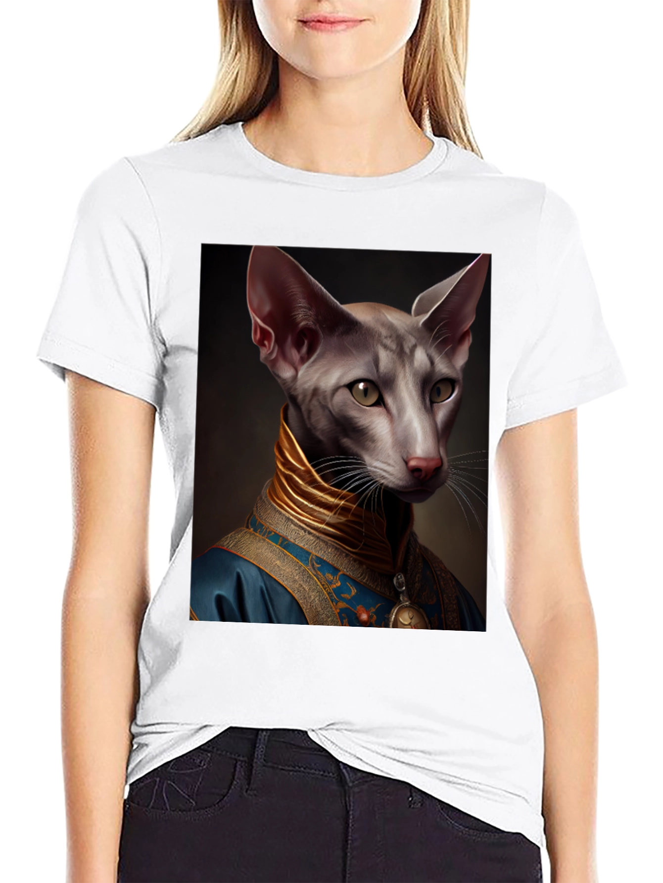 Regal Cat Portrait T-Shirt - Unique Graphic Tee