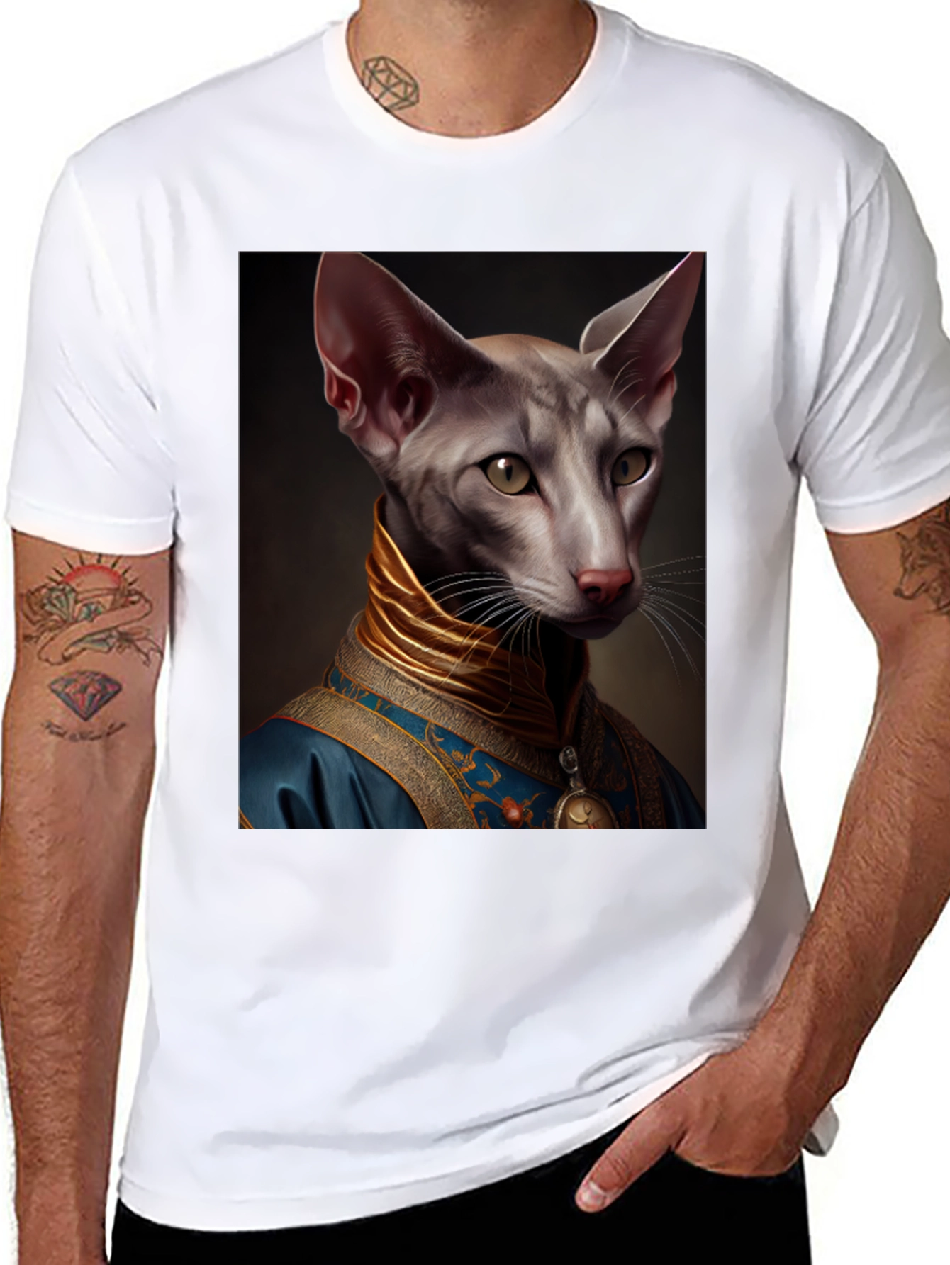 Regal Cat Portrait T-Shirt - Unique Graphic Tee
