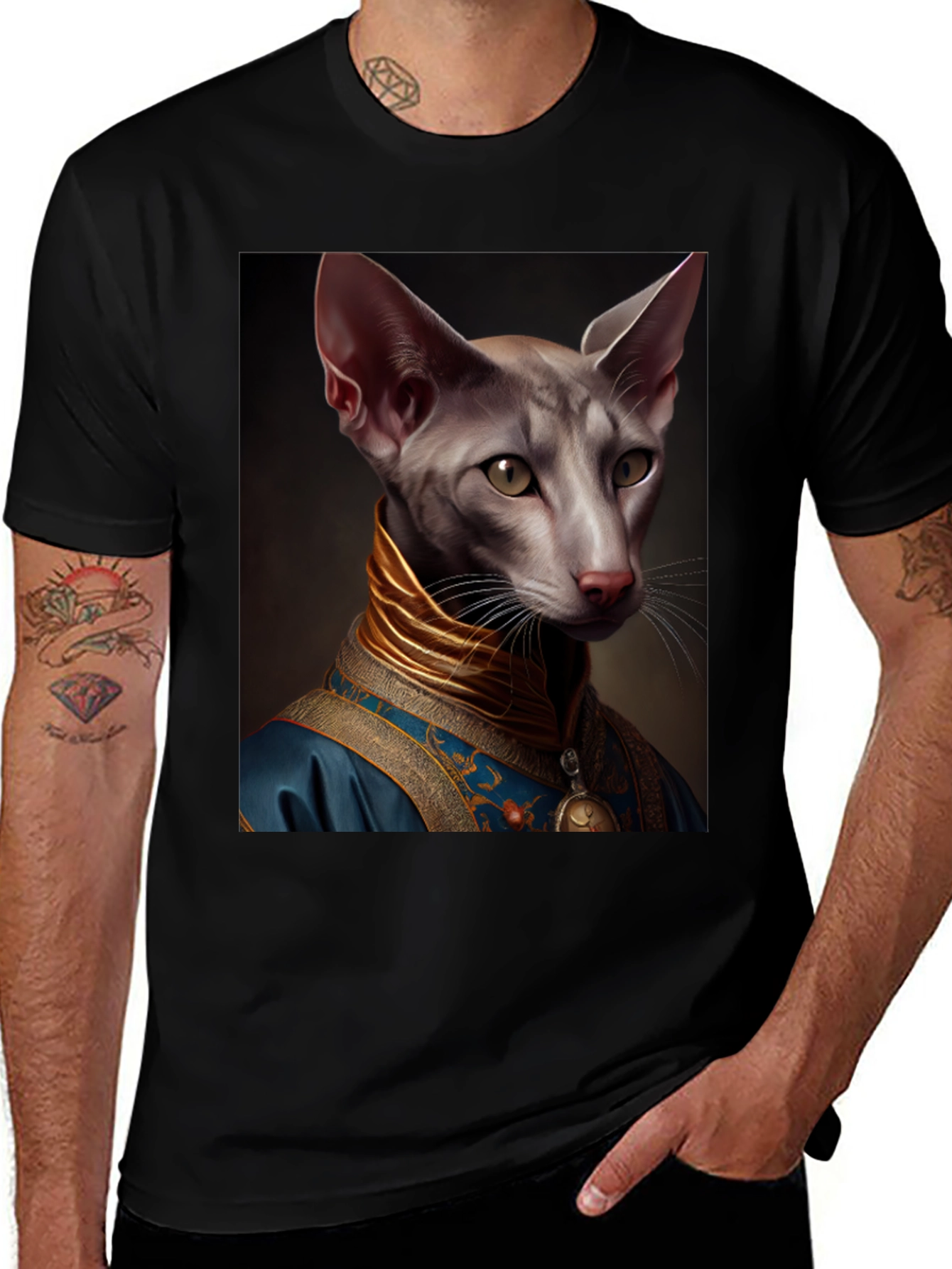Regal Cat Portrait T-Shirt - Unique Graphic Tee