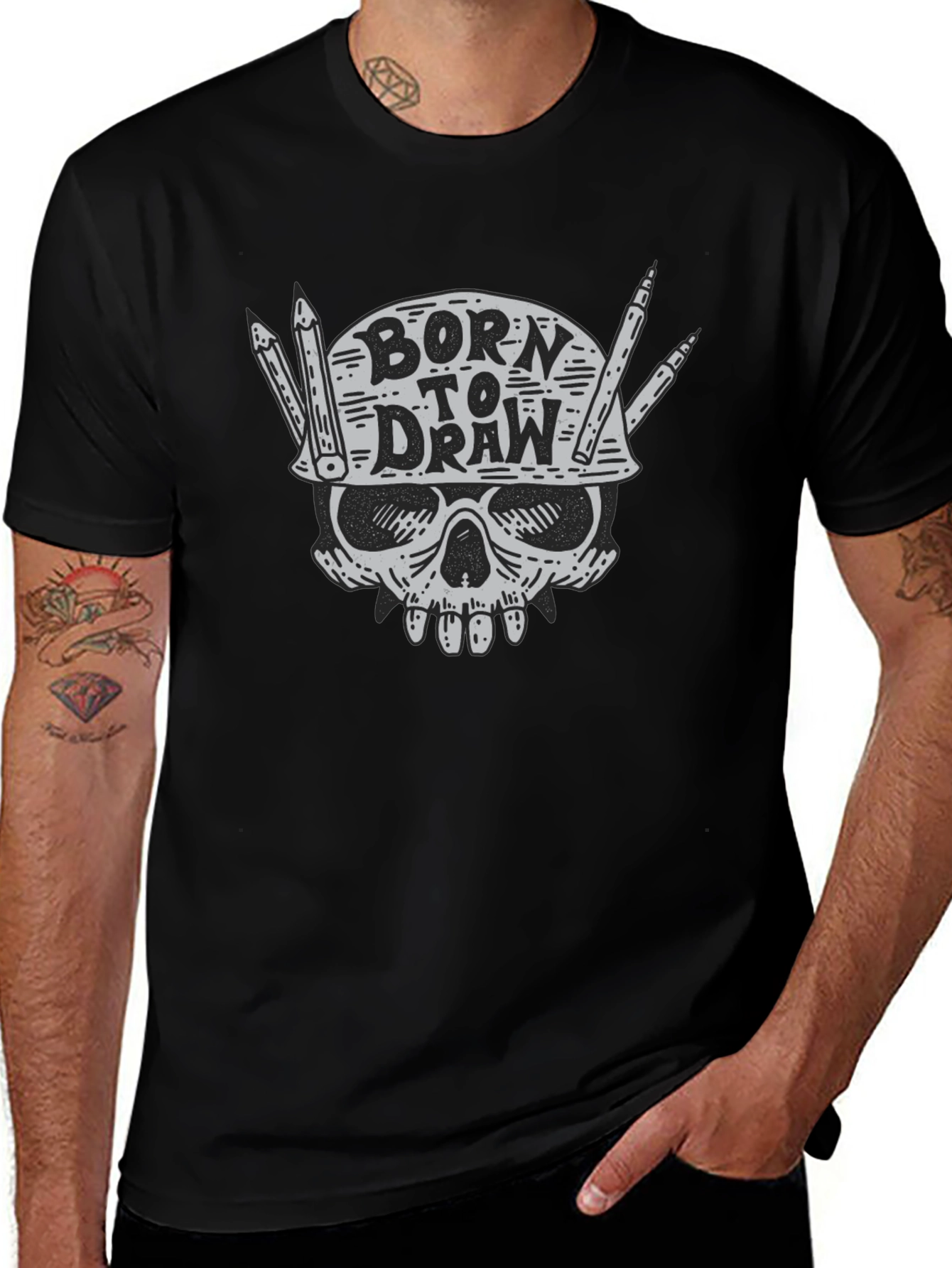 Born to Draw T-Shirt: Skull Graphic Tee