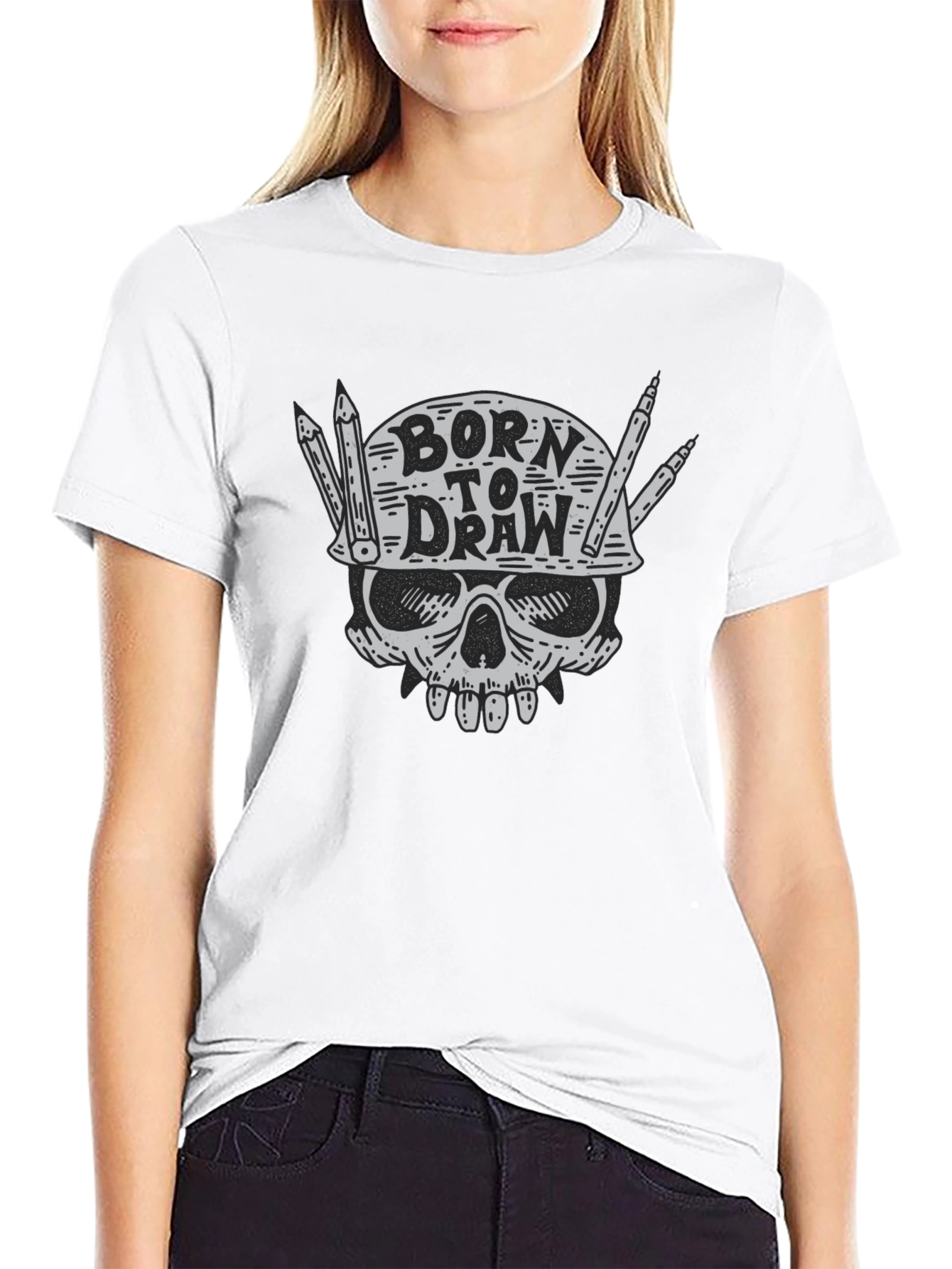 Born to Draw T-Shirt: Skull Graphic Tee