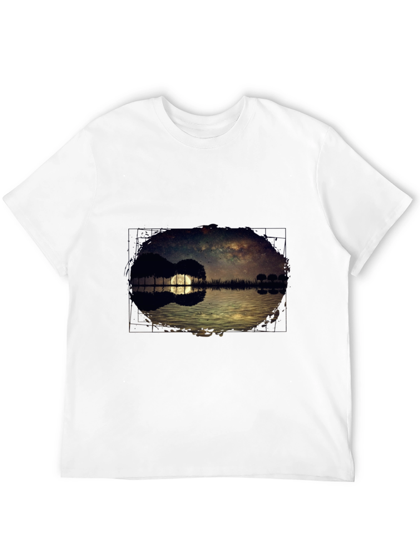 Guitar Landscape Graphic Tee - Black Cotton Casual Shirt