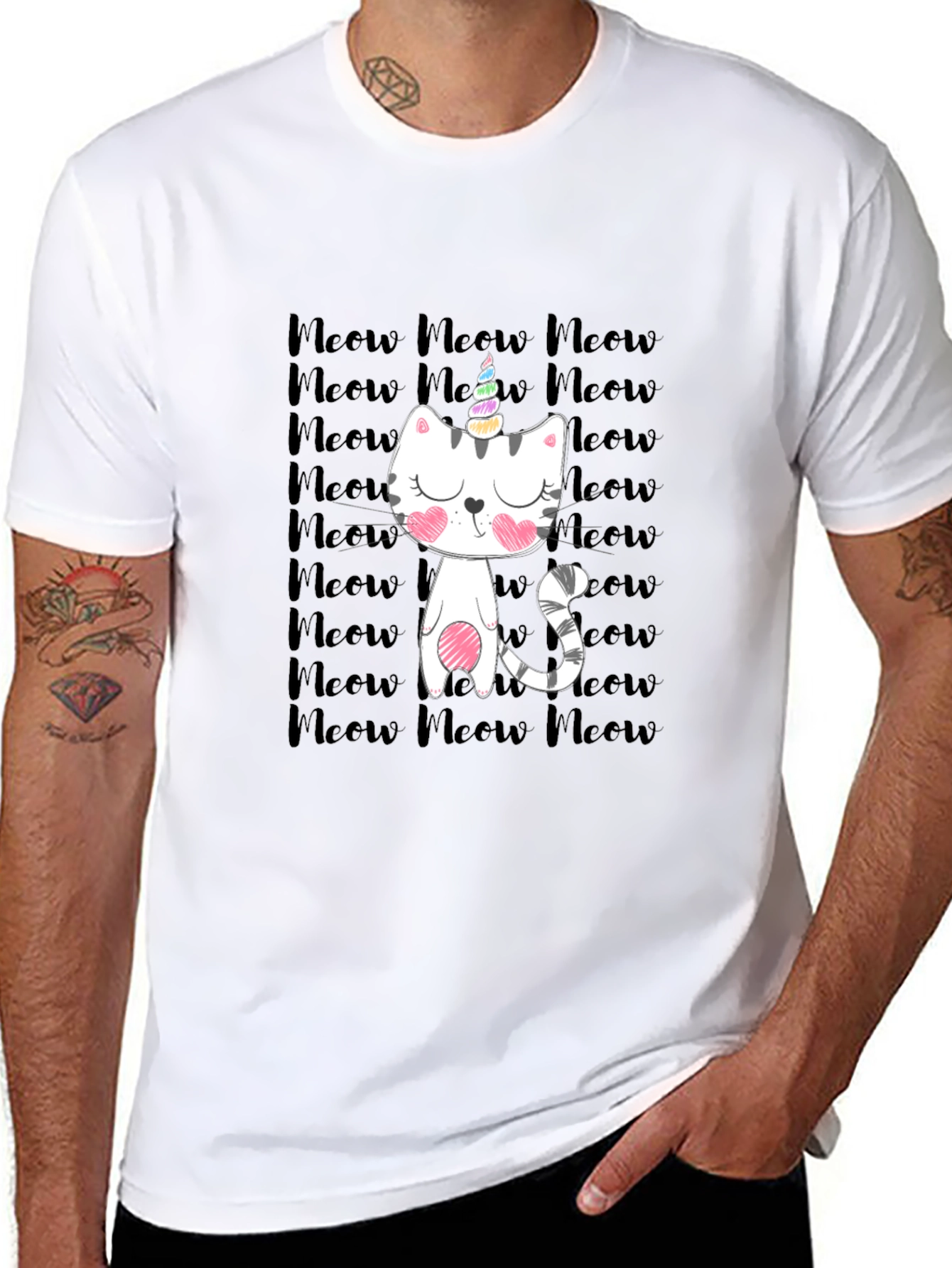 Unicorn Cat Meow Graphic T-Shirt