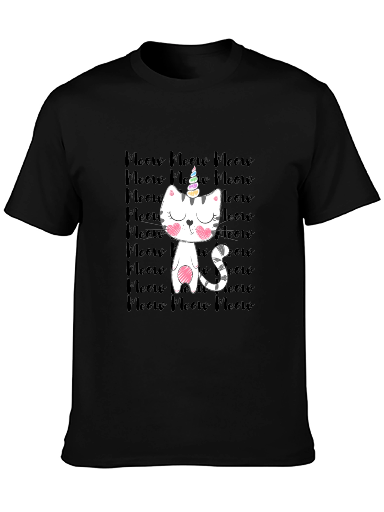 Unicorn Cat Meow Graphic T-Shirt