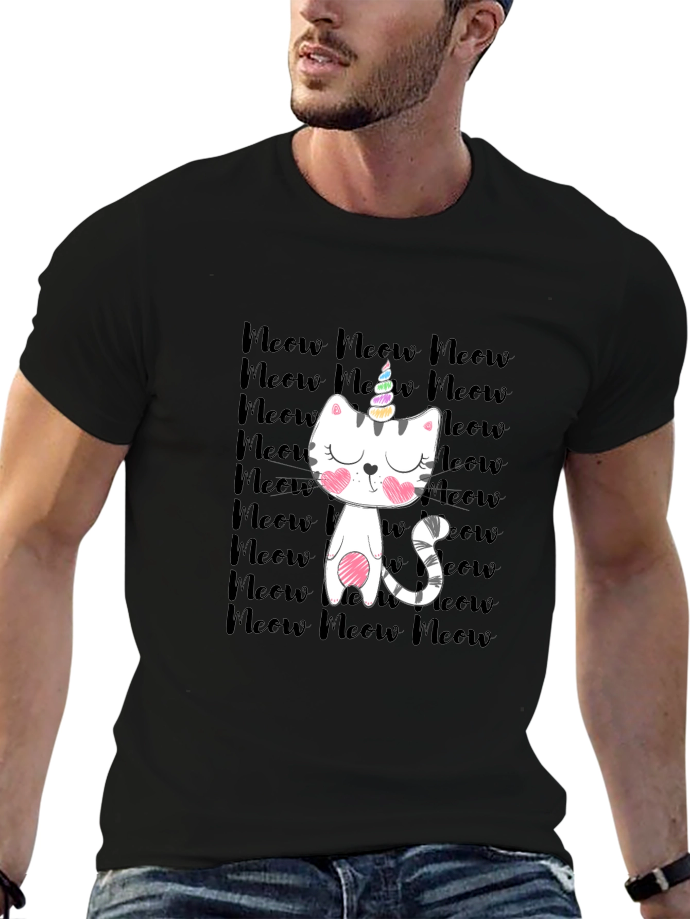 Unicorn Cat Meow Graphic T-Shirt