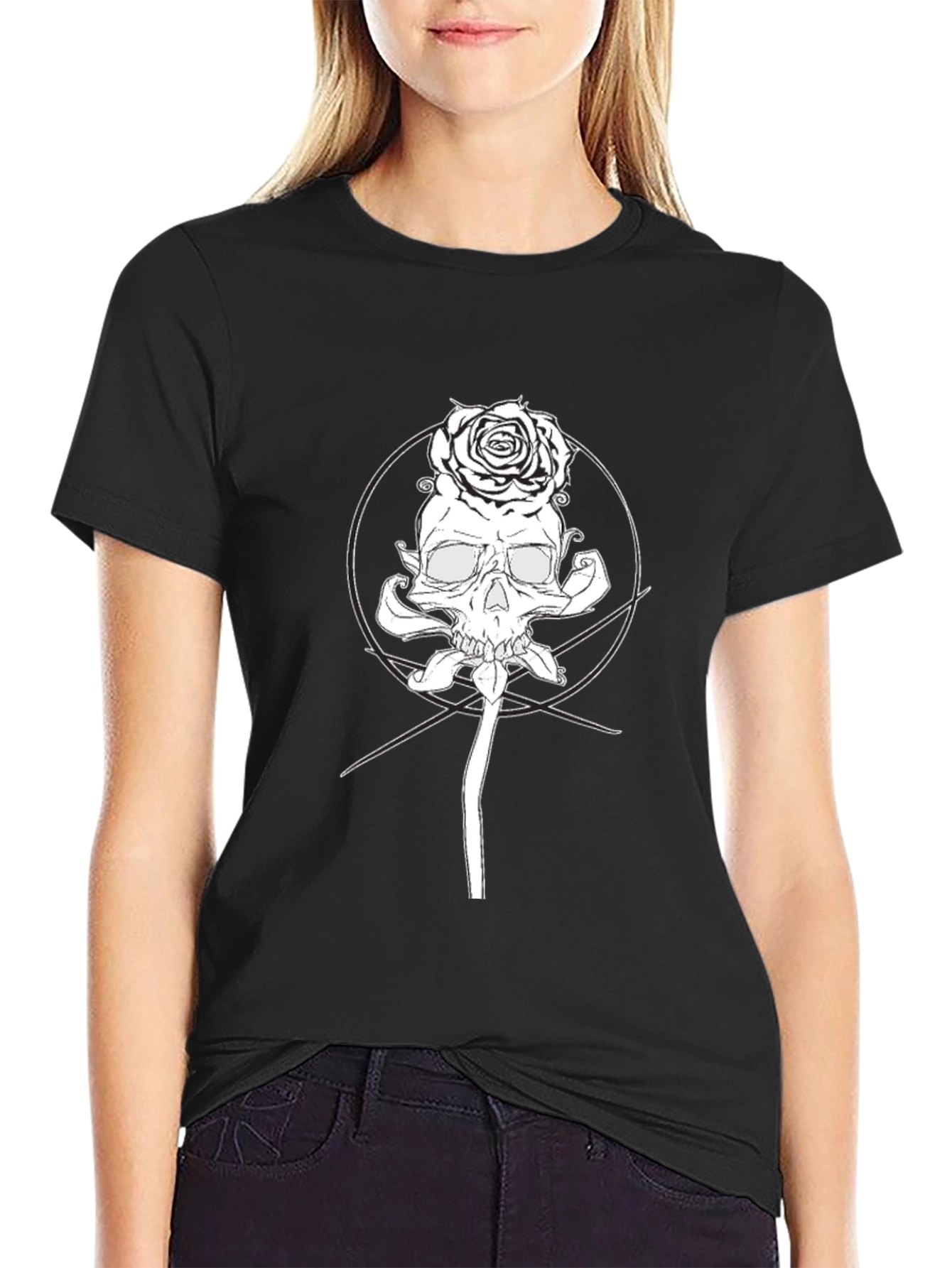 Skull & Rose Graphic Black T-Shirt