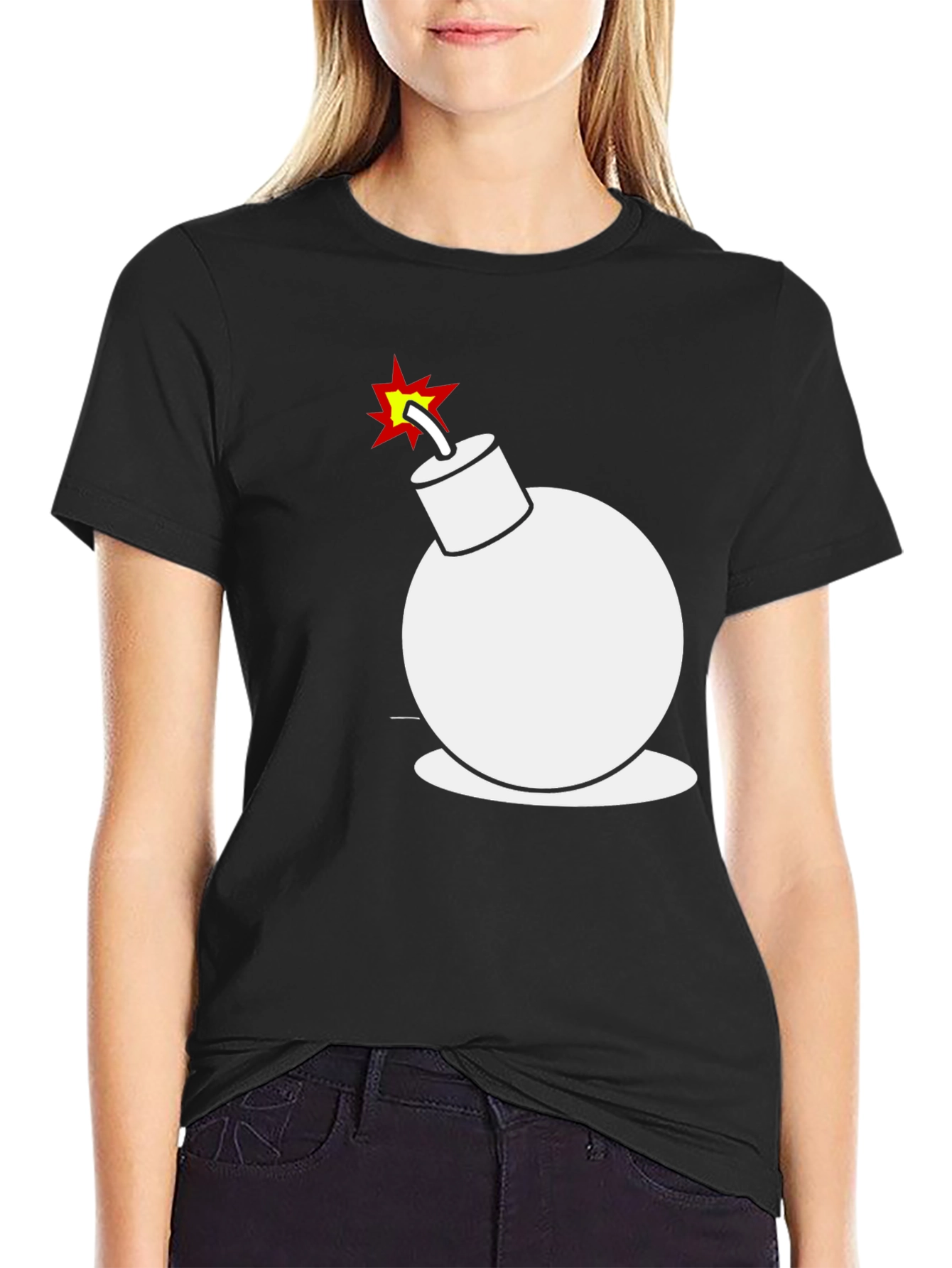 Funny Cartoon Bomb Graphic Tee - Mens Black T-Shirt