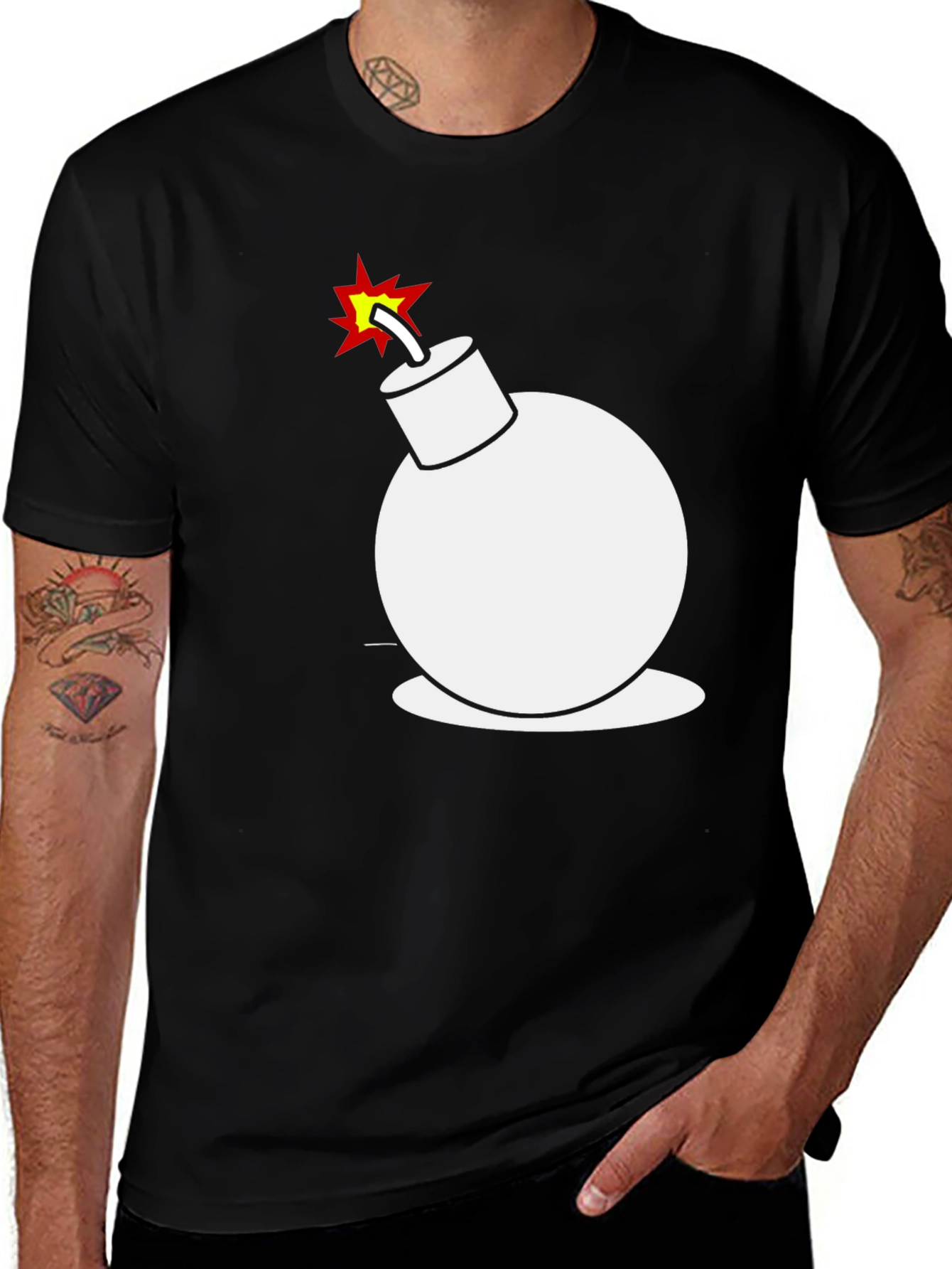 Funny Cartoon Bomb Graphic Tee - Mens Black T-Shirt