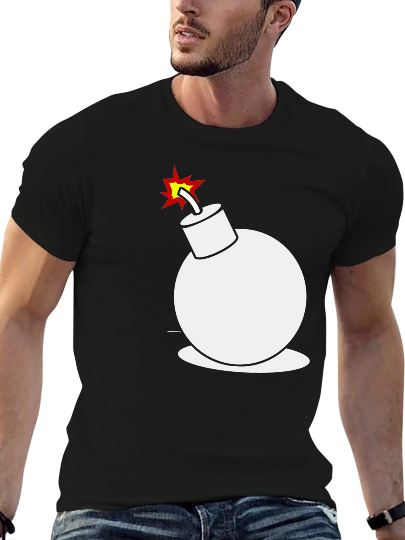 Funny Cartoon Bomb Graphic Tee - Mens Black T-Shirt