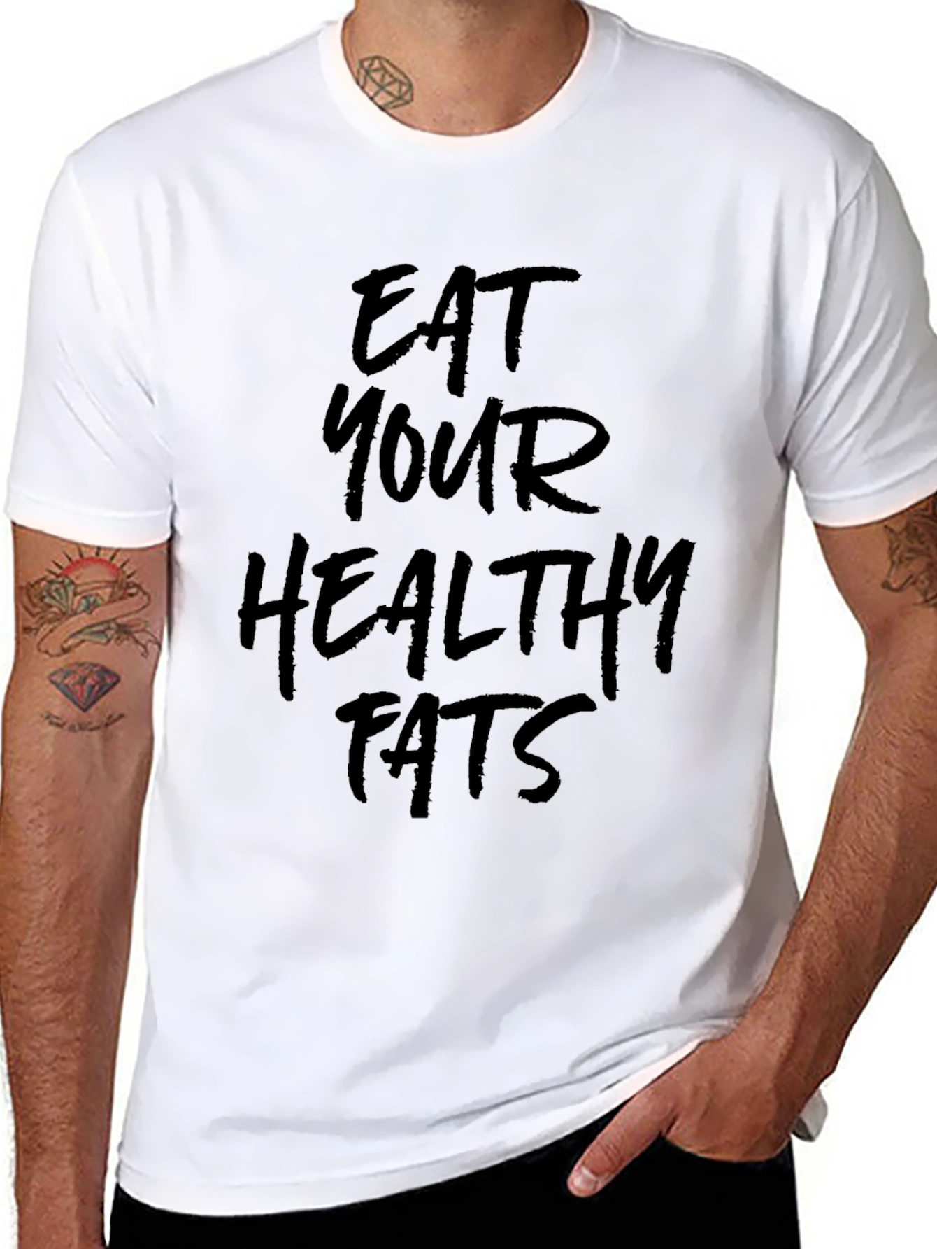 Eat Your Healthy Fats Graphic Tee - Black