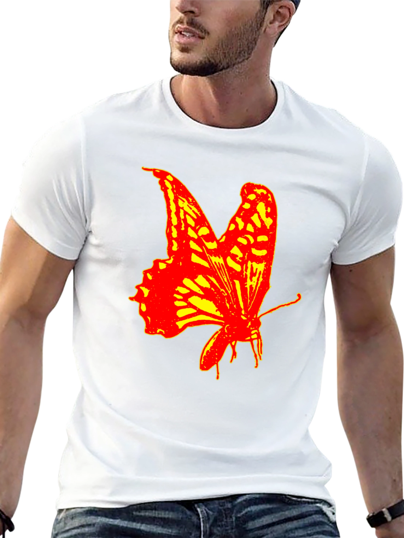 Bold Butterfly Graphic Print T-Shirt - Black