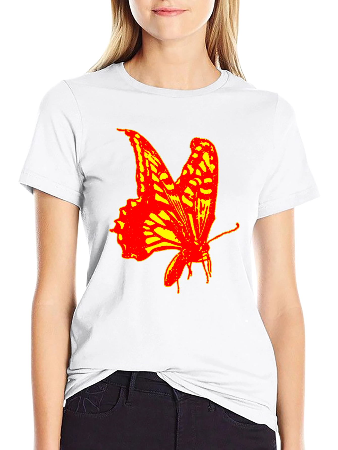 Bold Butterfly Graphic Print T-Shirt - Black