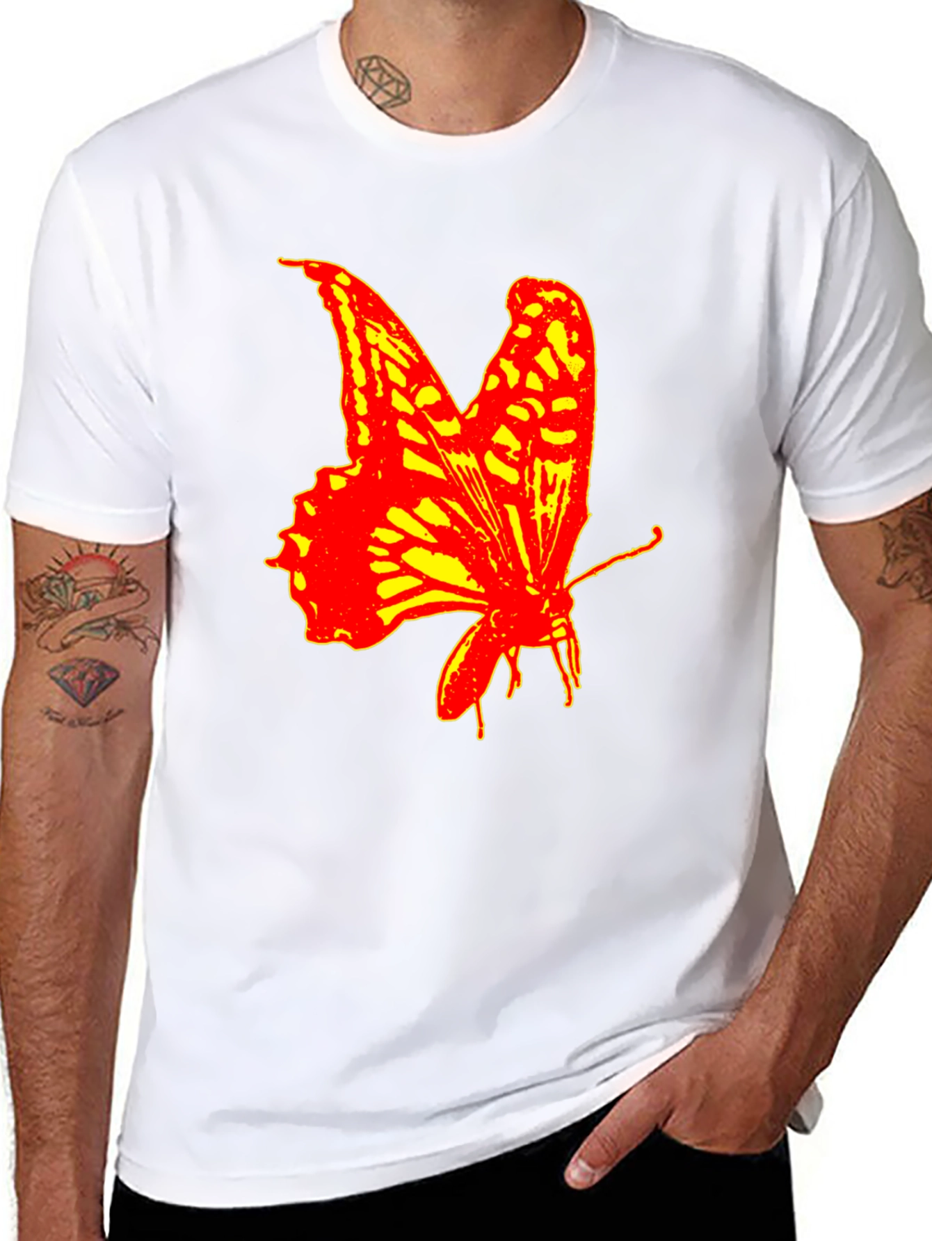 Bold Butterfly Graphic Print T-Shirt - Black
