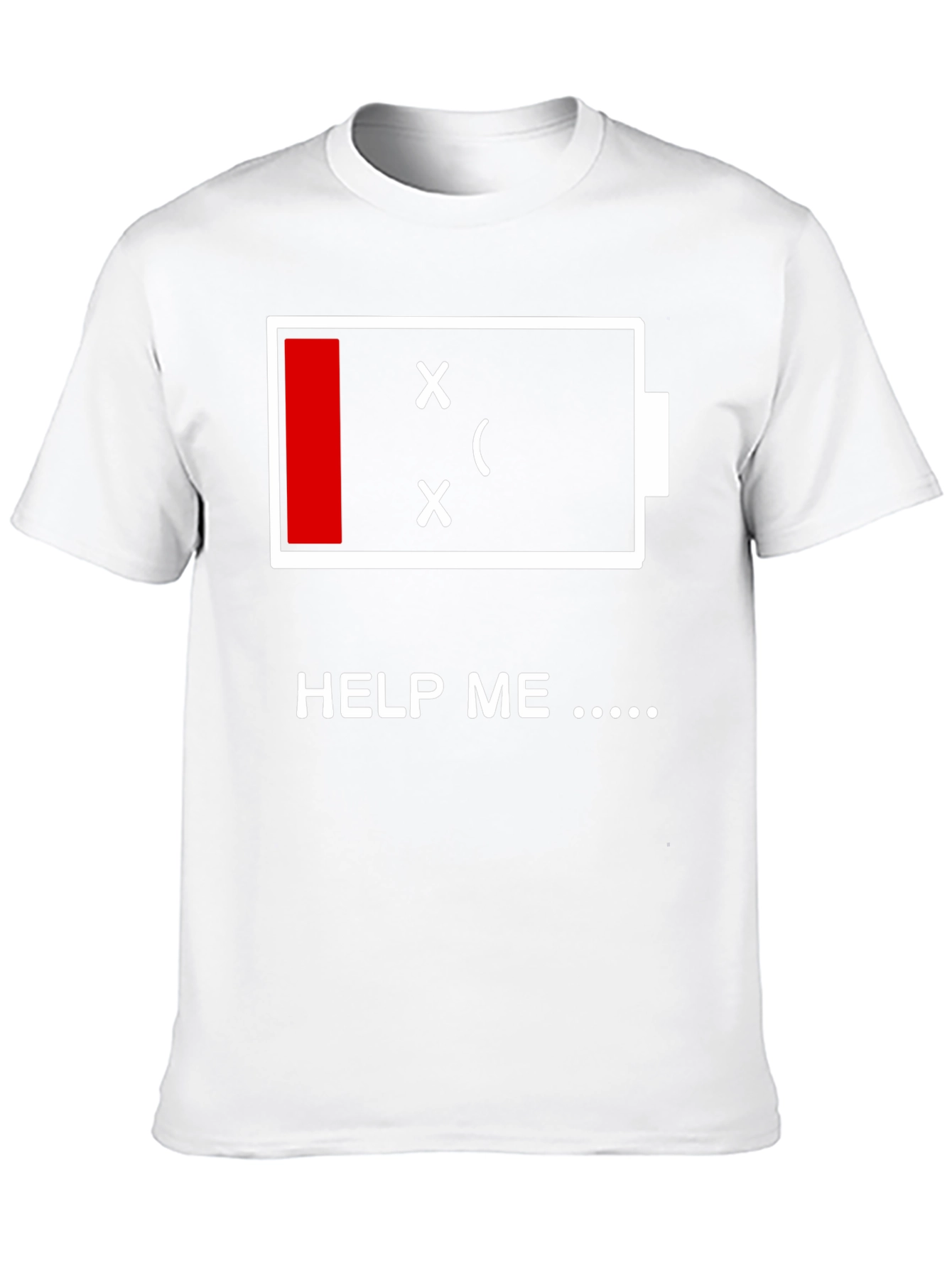 Low Battery Graphic Print T-Shirt - Help Me