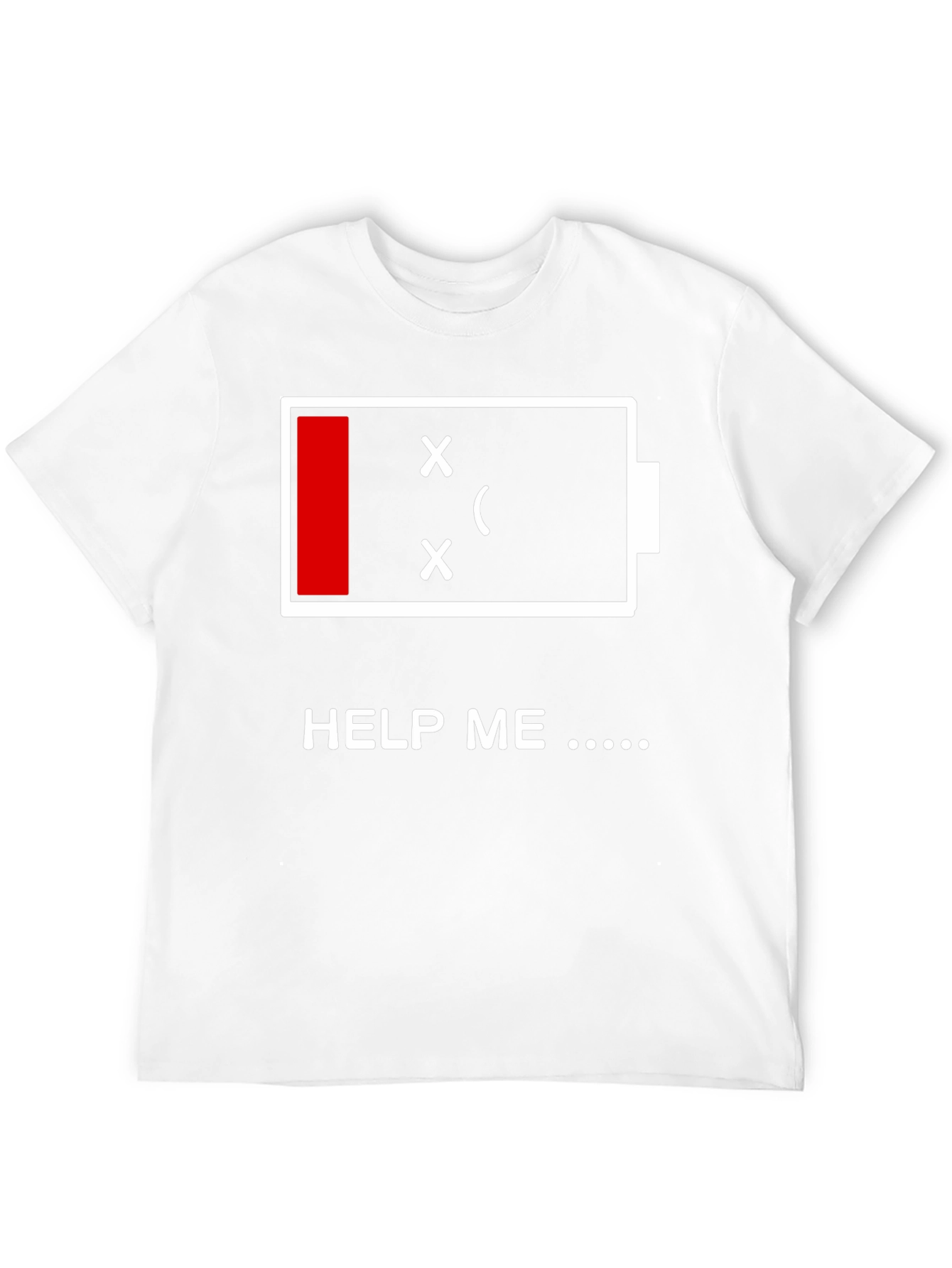 Low Battery Graphic Print T-Shirt - Help Me