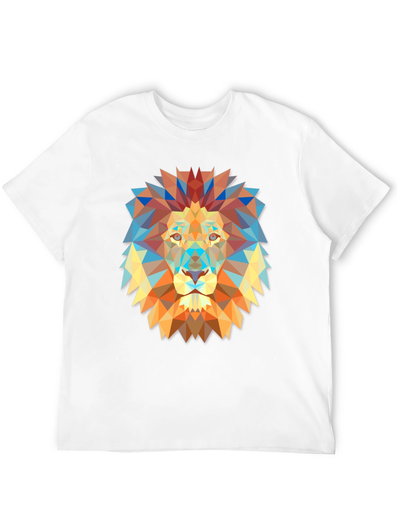 Geometric Lion Graphic Print Black T-Shirt
